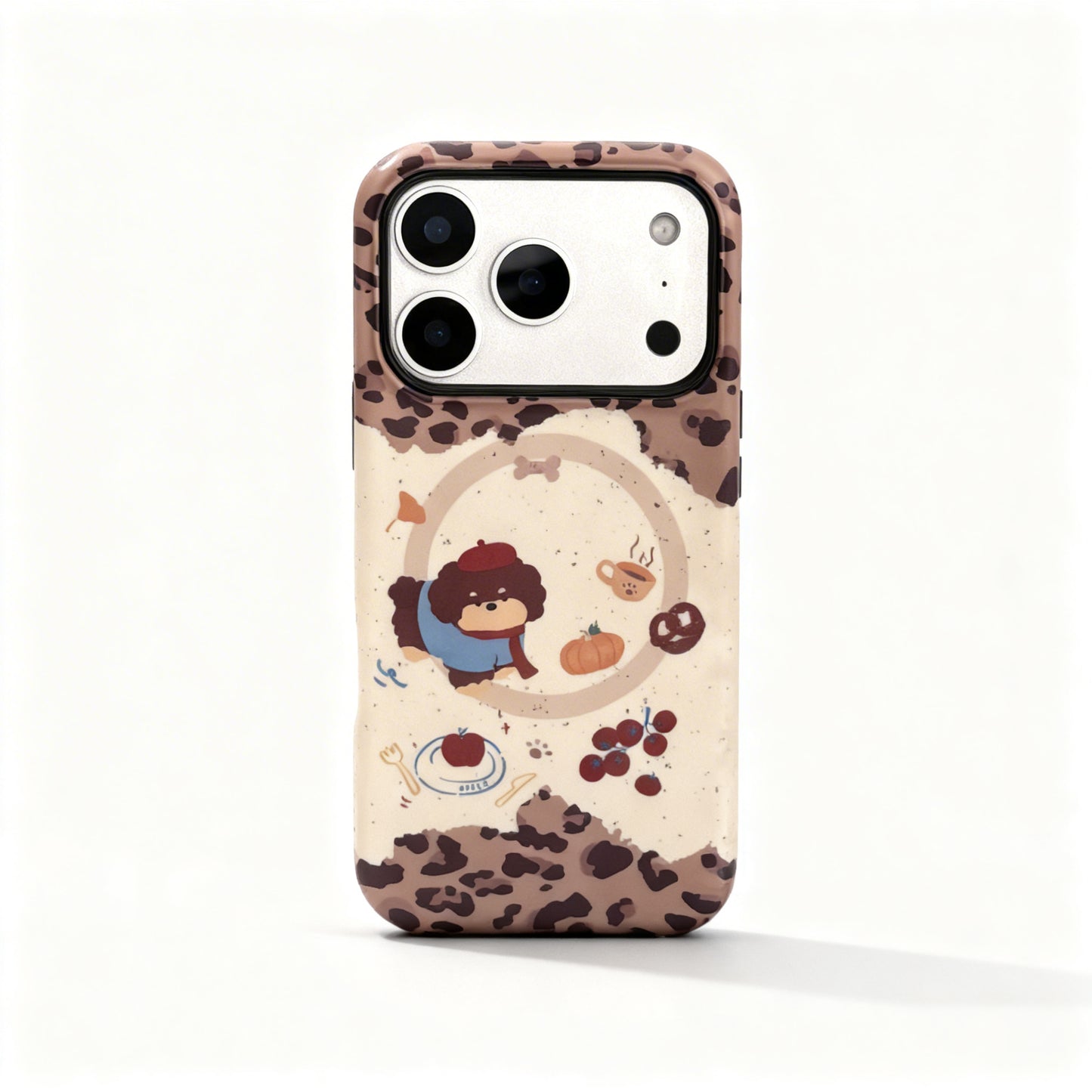 Vintage Leopard Dog Magnetic Stand Phone Case for iPhone