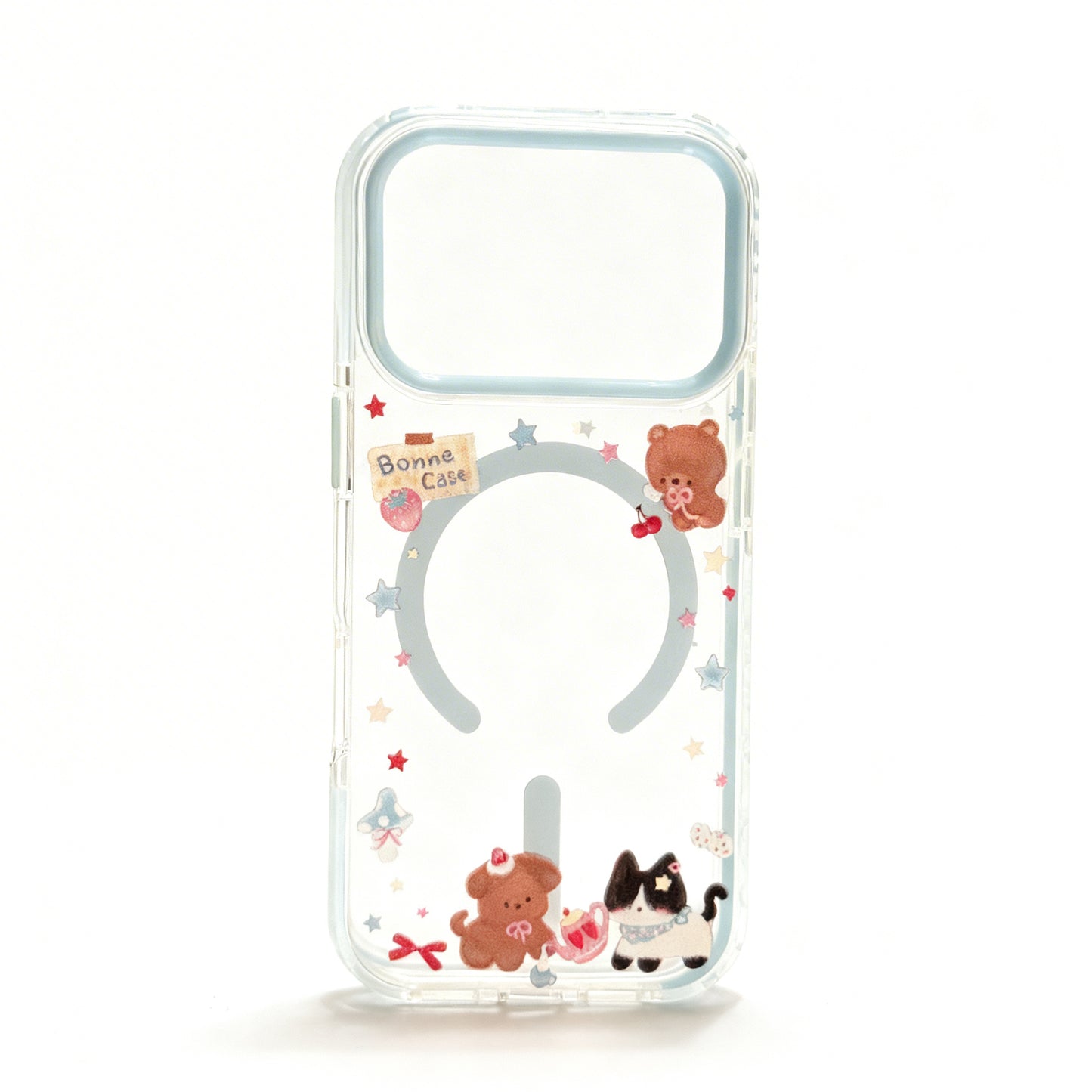 Cute Cat Design Clear Magnetic Phone Case for iPhone