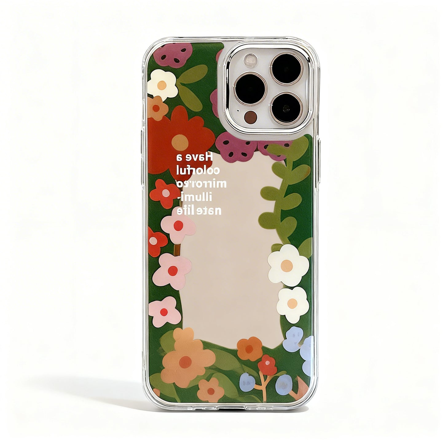 Korean Style Pink Floral Glossy Phone Case for iPhone