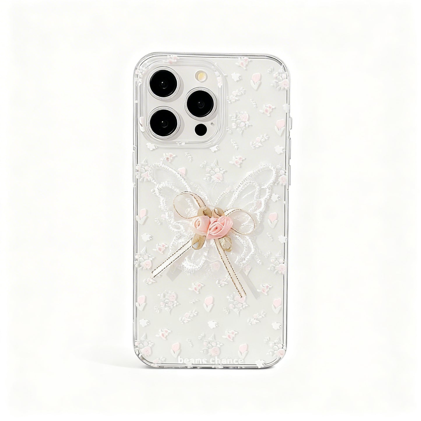 Elegant Floral Butterfly Design Clear Phone Case for iPhone