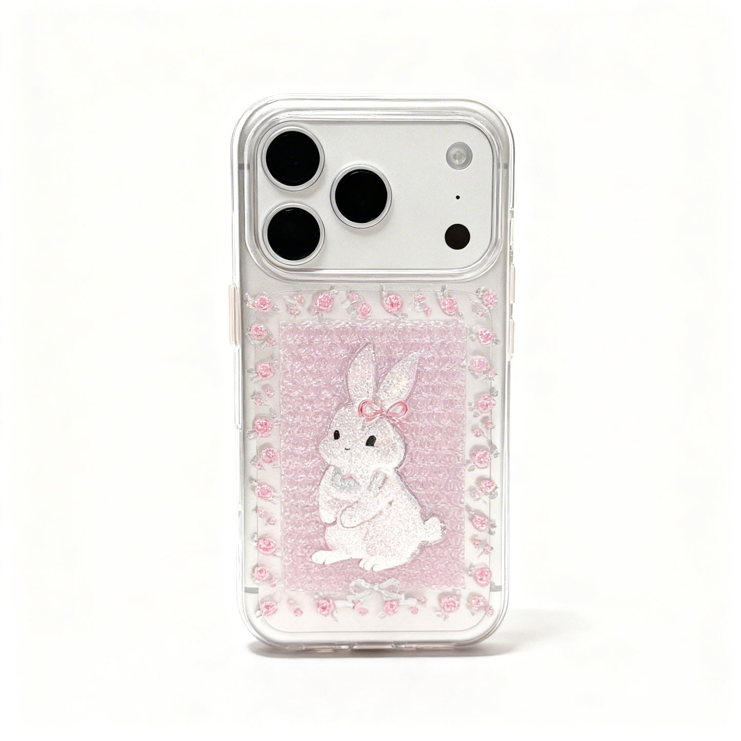 Cute Pink Bunny Glitter Phone Case for iPhone