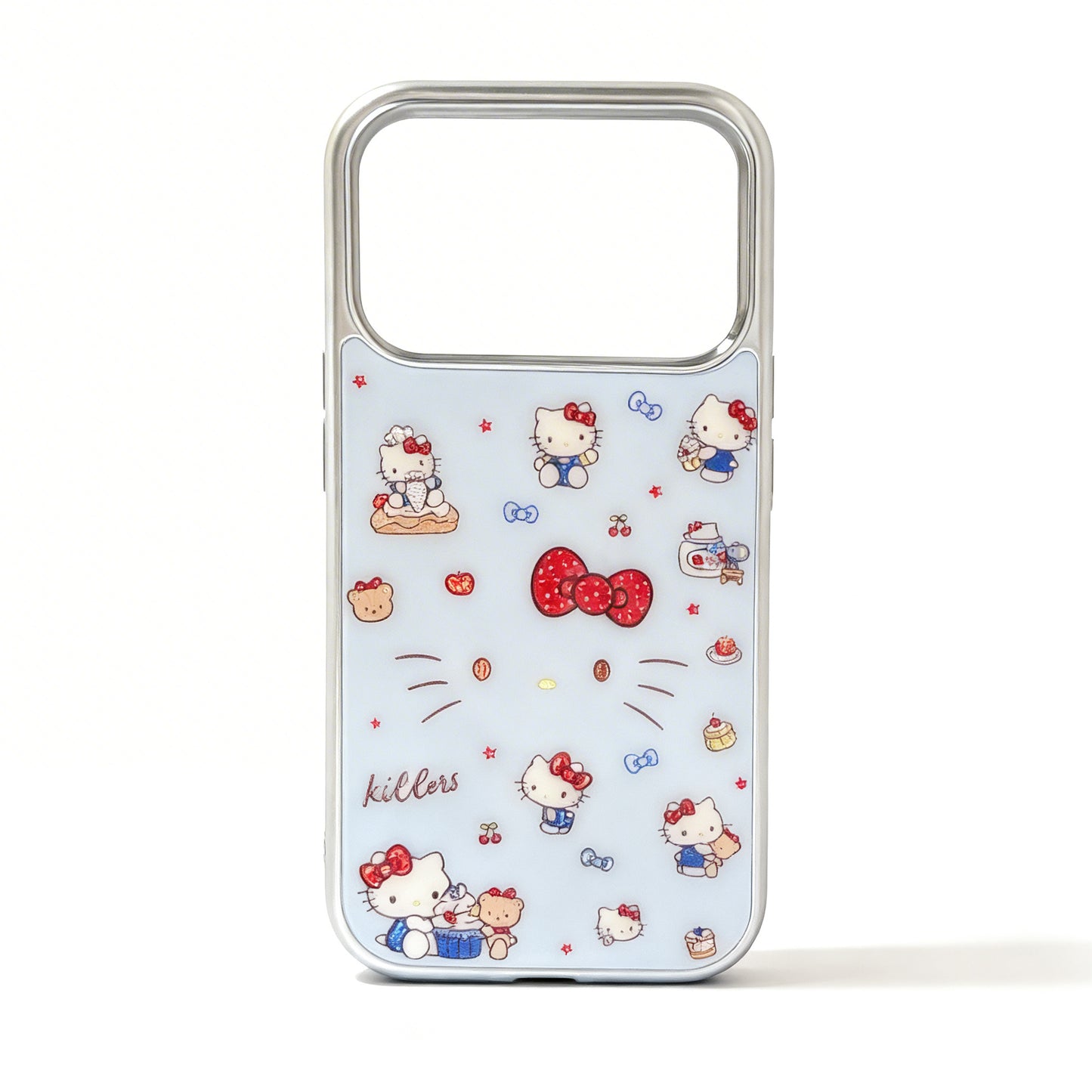 Cute Blue Cat Cartoon Stand Phone Case for iPhone