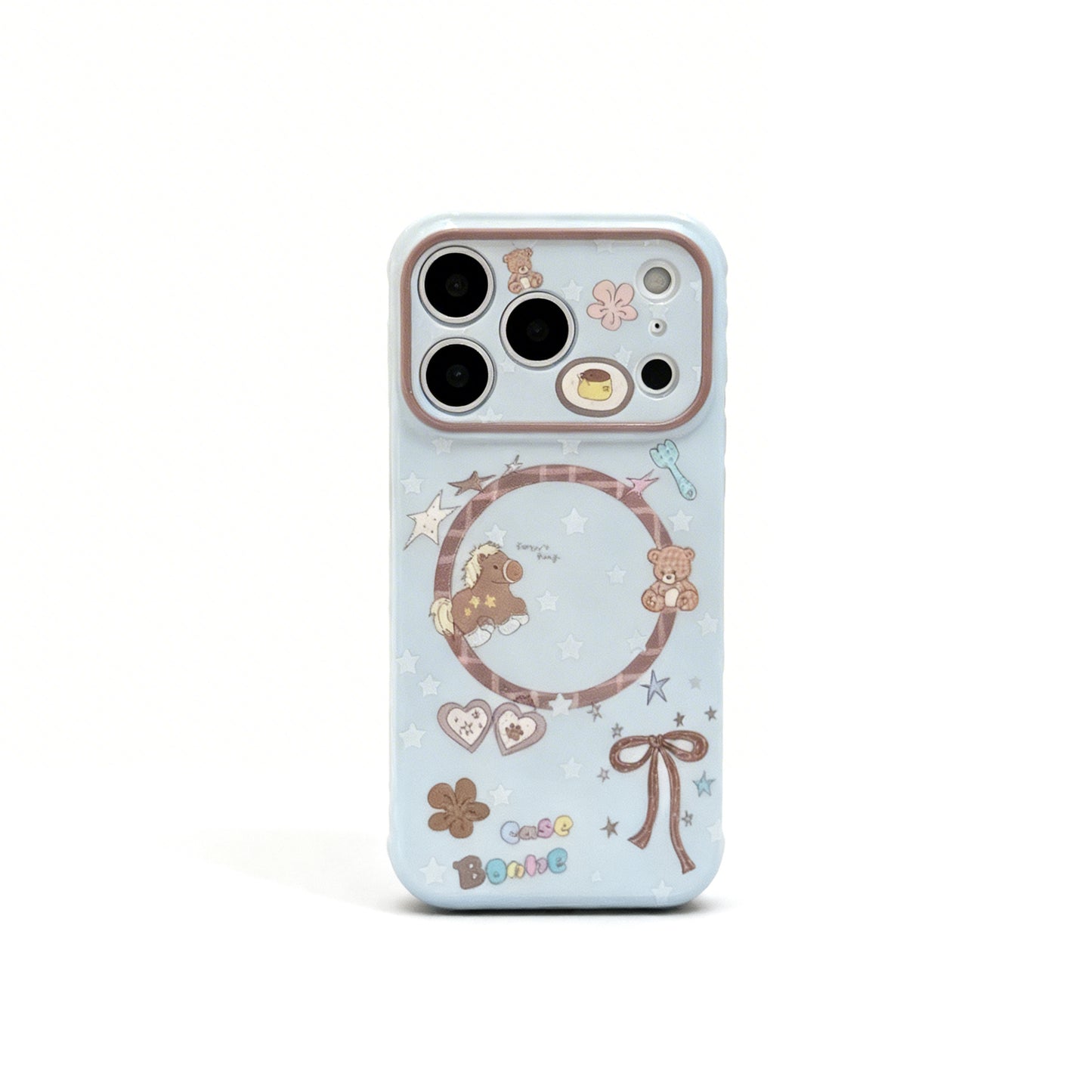 Cute Pink Horse Bear Design Soft Phone Case for iPhone