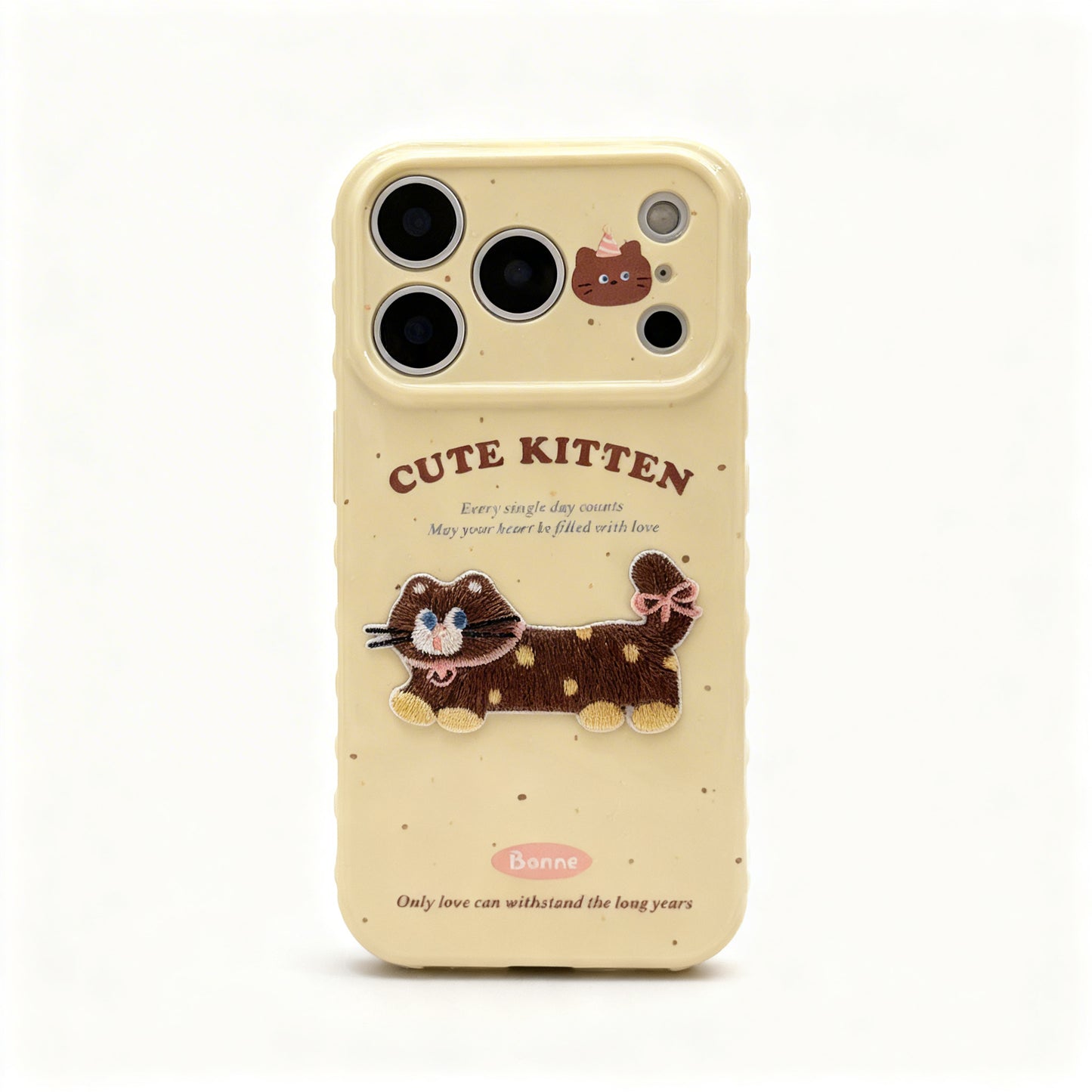 Cute Cat and Dog Embroidered Soft Phone Case for iPhone