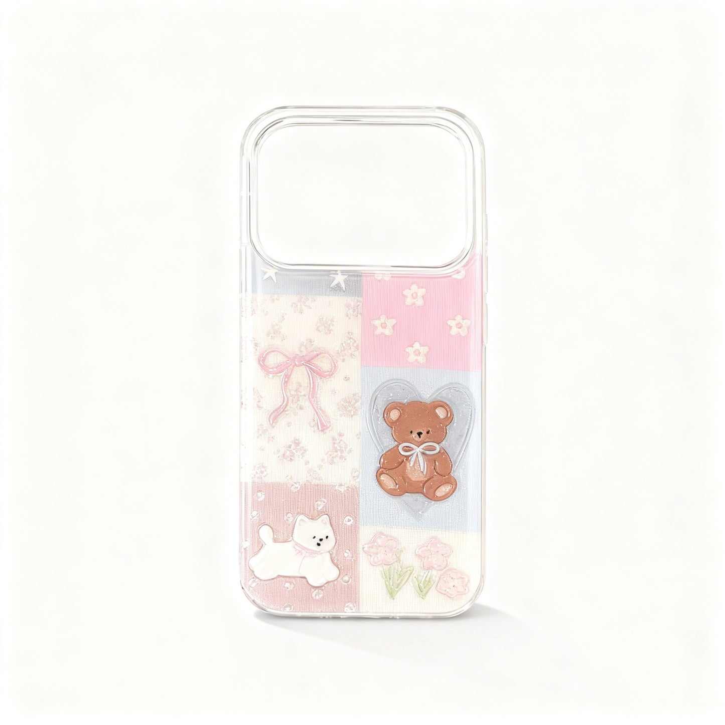 Cute Pink Floral Glitter Shockproof Phone Case for iPhone