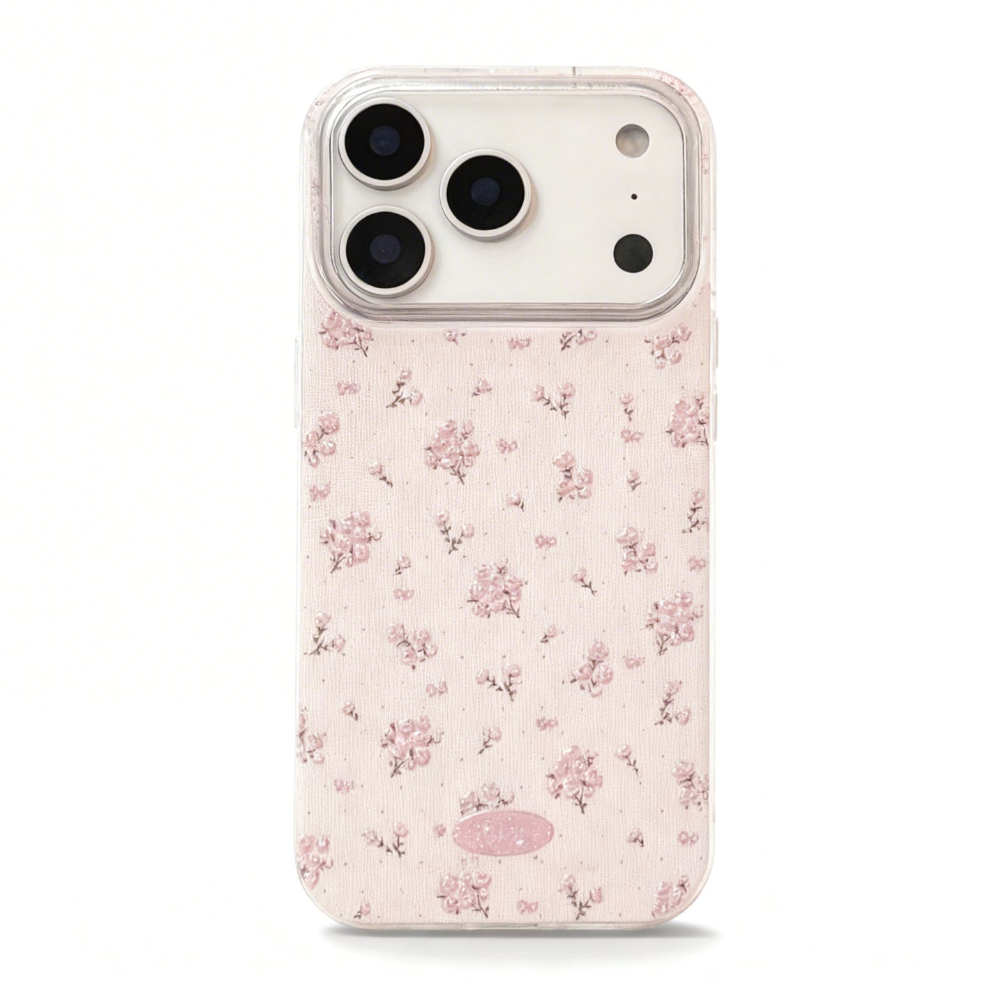Pink Floral Glitter Shockproof Phone Case for iPhone