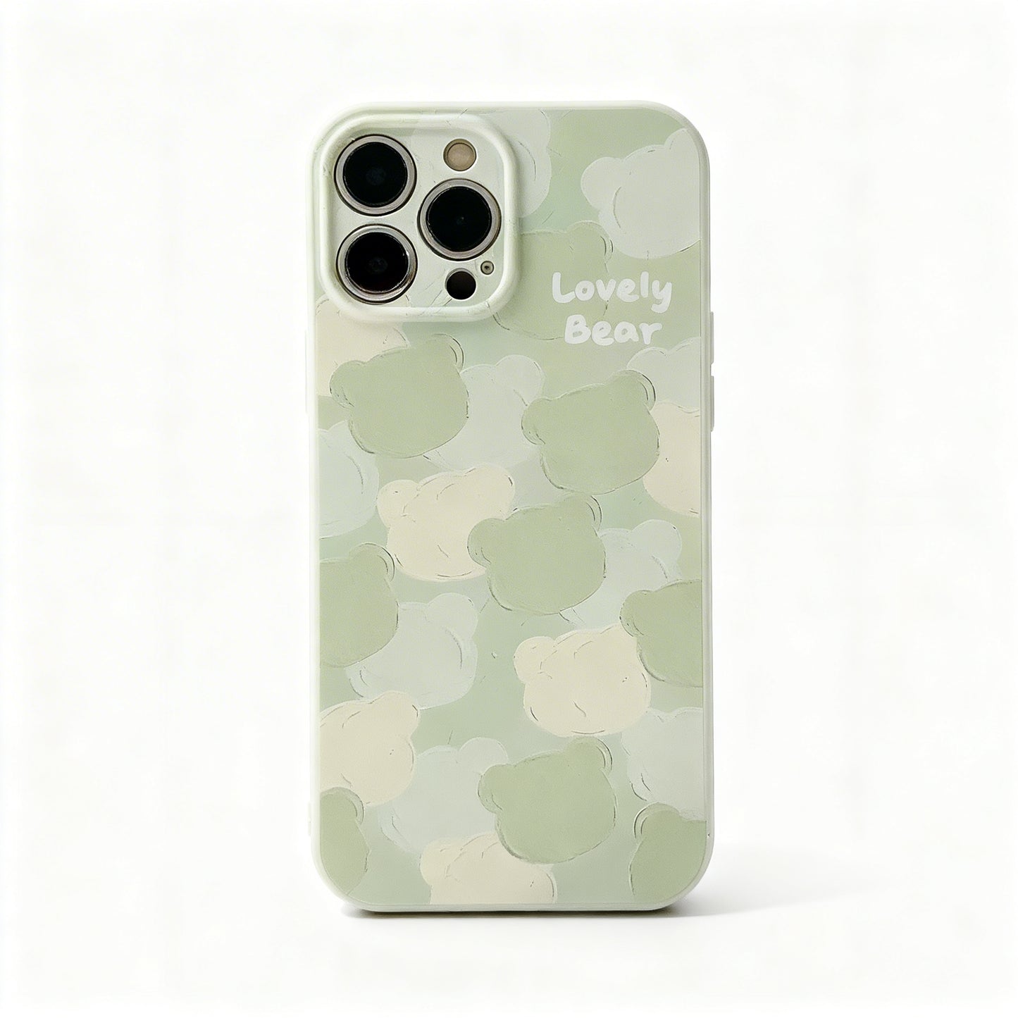 Cute Green Bear Head Soft Phone Case for iPhone