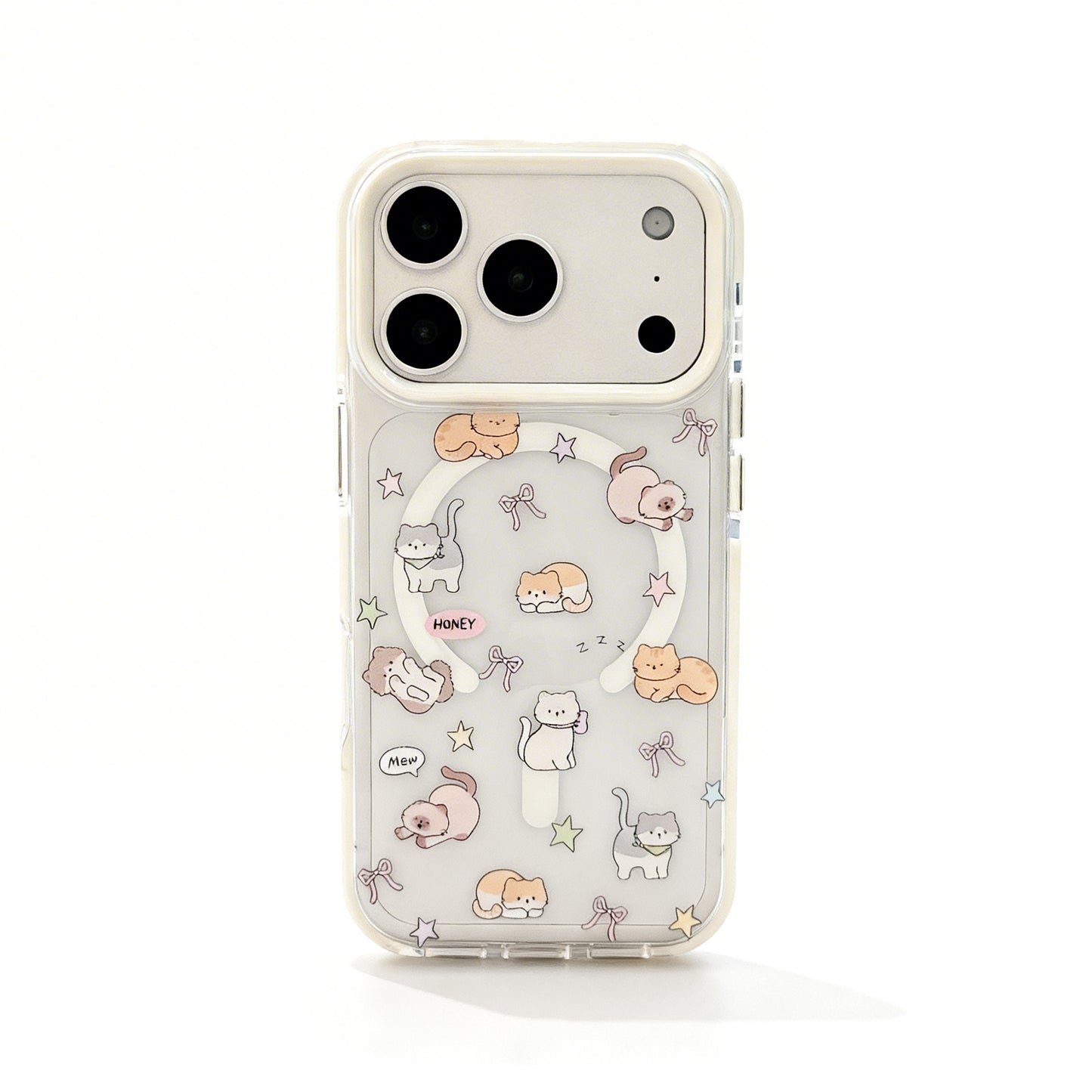Cute Gold Cat Soft Phone Case with Magnetic Stand for iPhone