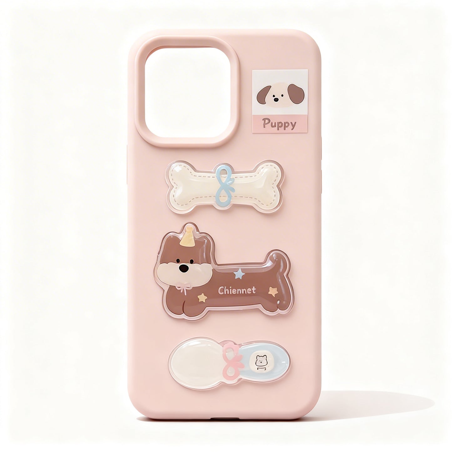 Pink Cute Dog Bone 3D Soft Phone Case for iPhone