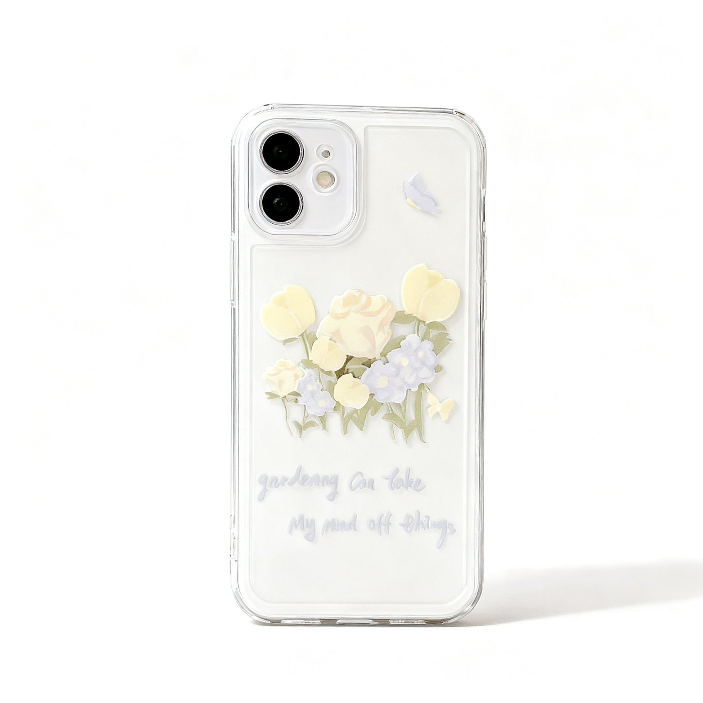 Soft Pink Rose Floral Phone Case with Transparent Design for iPhone