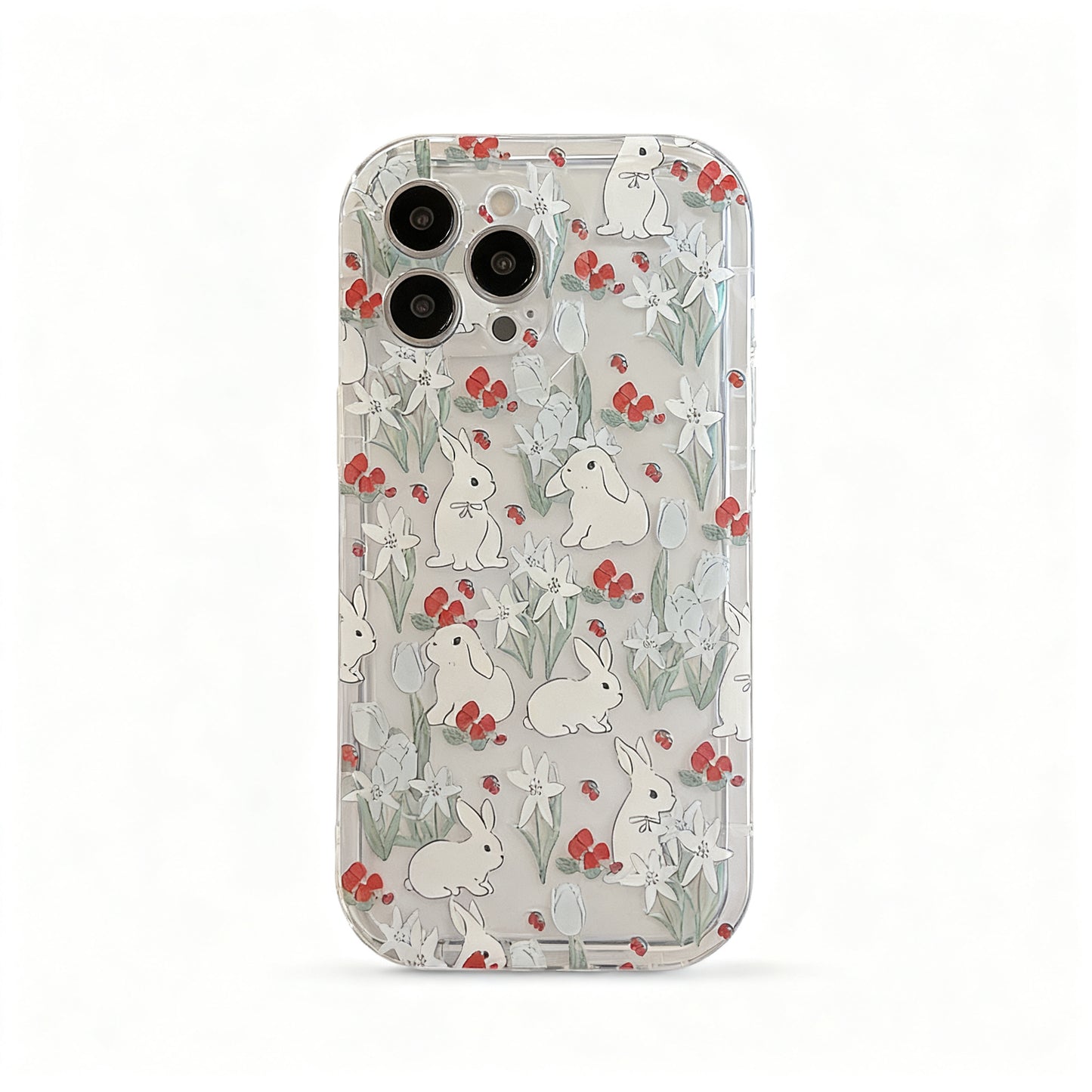 Korean Style Pink Floral Stand Phone Case for iPhone