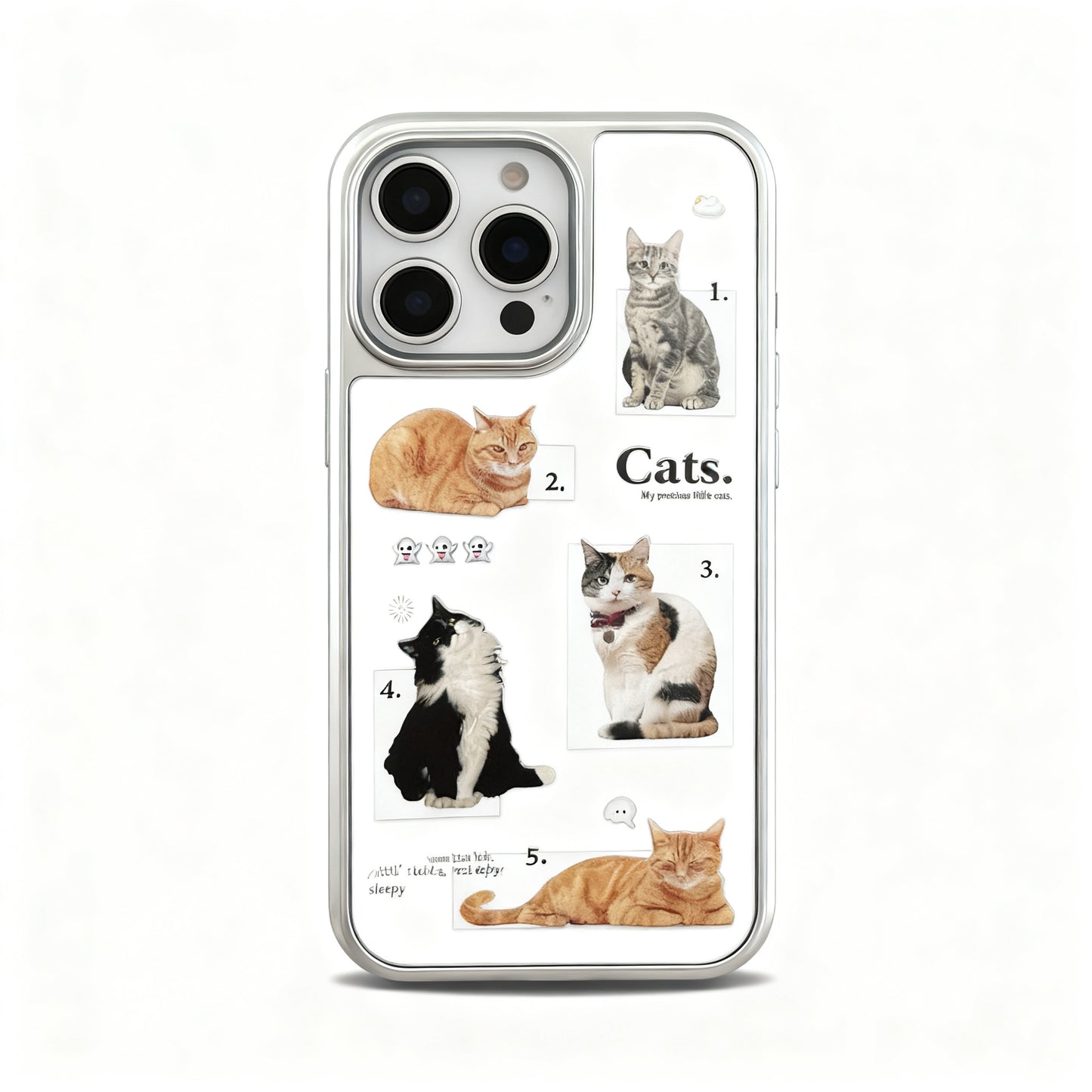 Cute Cat Print Glossy Phone Case for iPhone