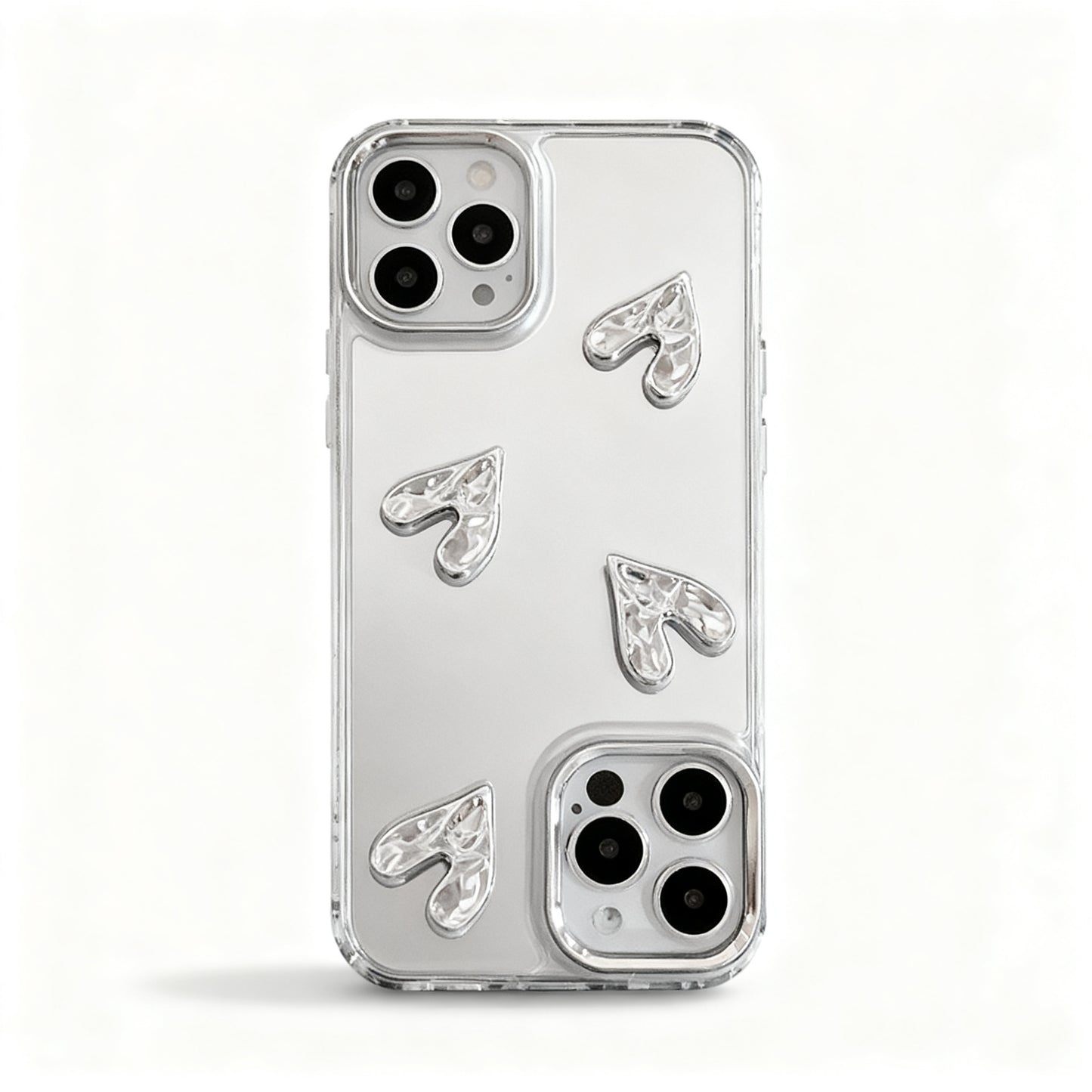 Glossy Pink Heart Pattern Phone Case for iPhone