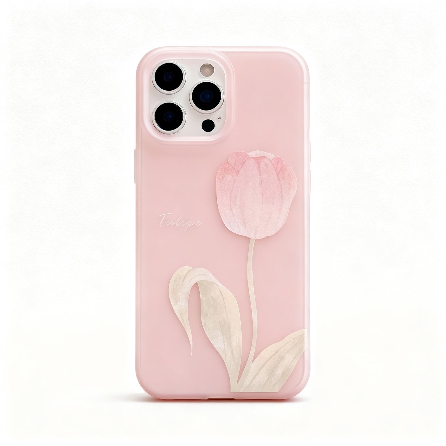Soft Pink Tulip Design Silicone Phone Case for iPhone