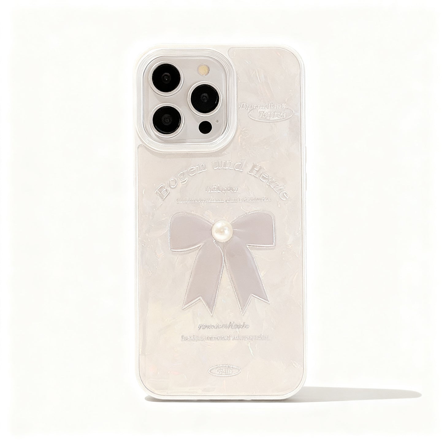 Pink Shell Pattern Soft Phone Case with Pearl Bow for iPhone