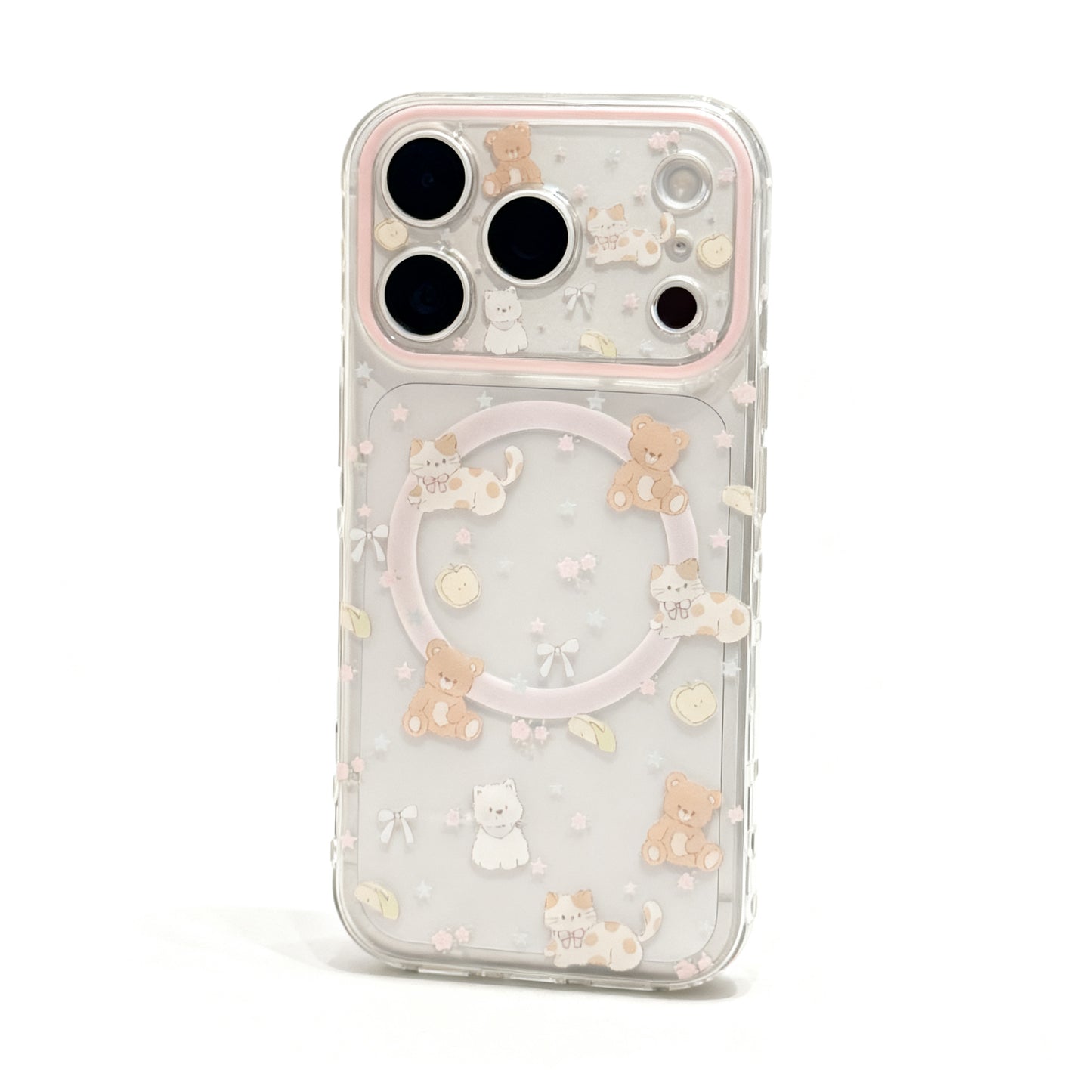 Transparent Green Cat Design Magnetic Phone Case for iPhone
