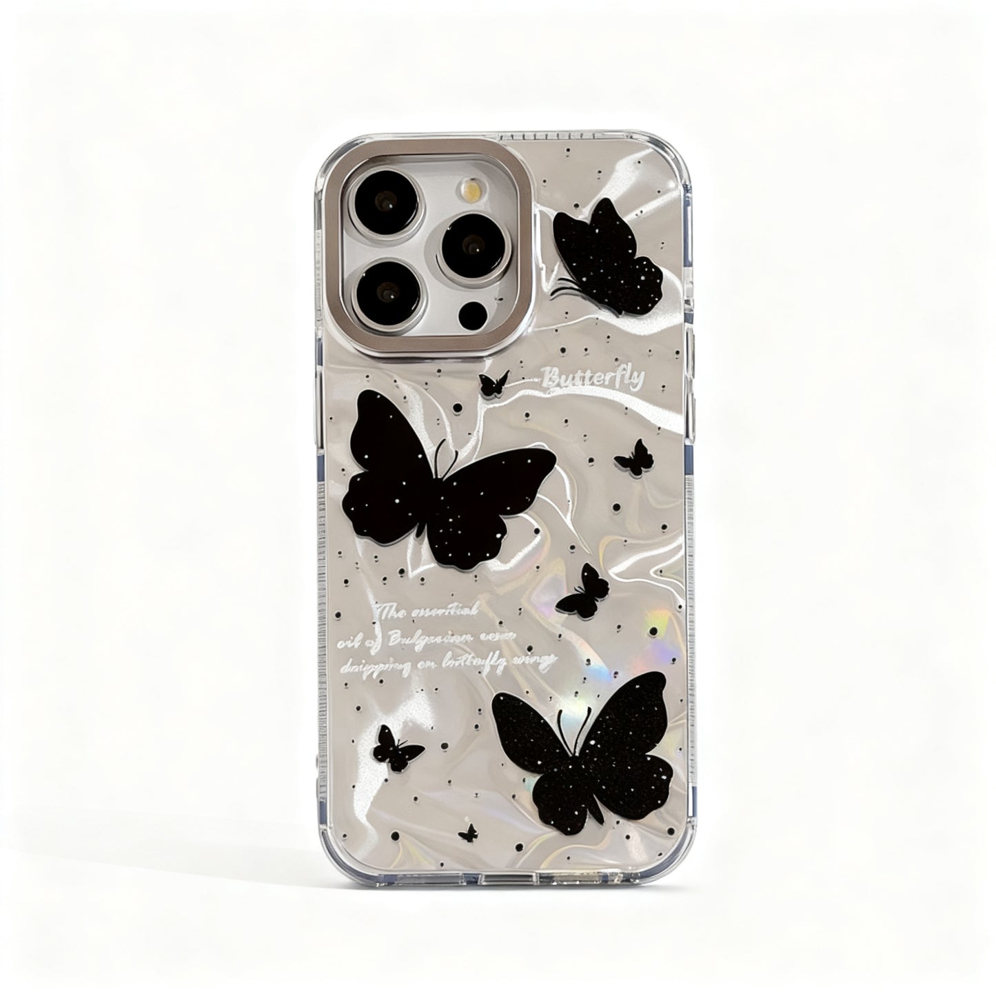 Black Water Wave Butterfly Design Phone Case for iPhone
