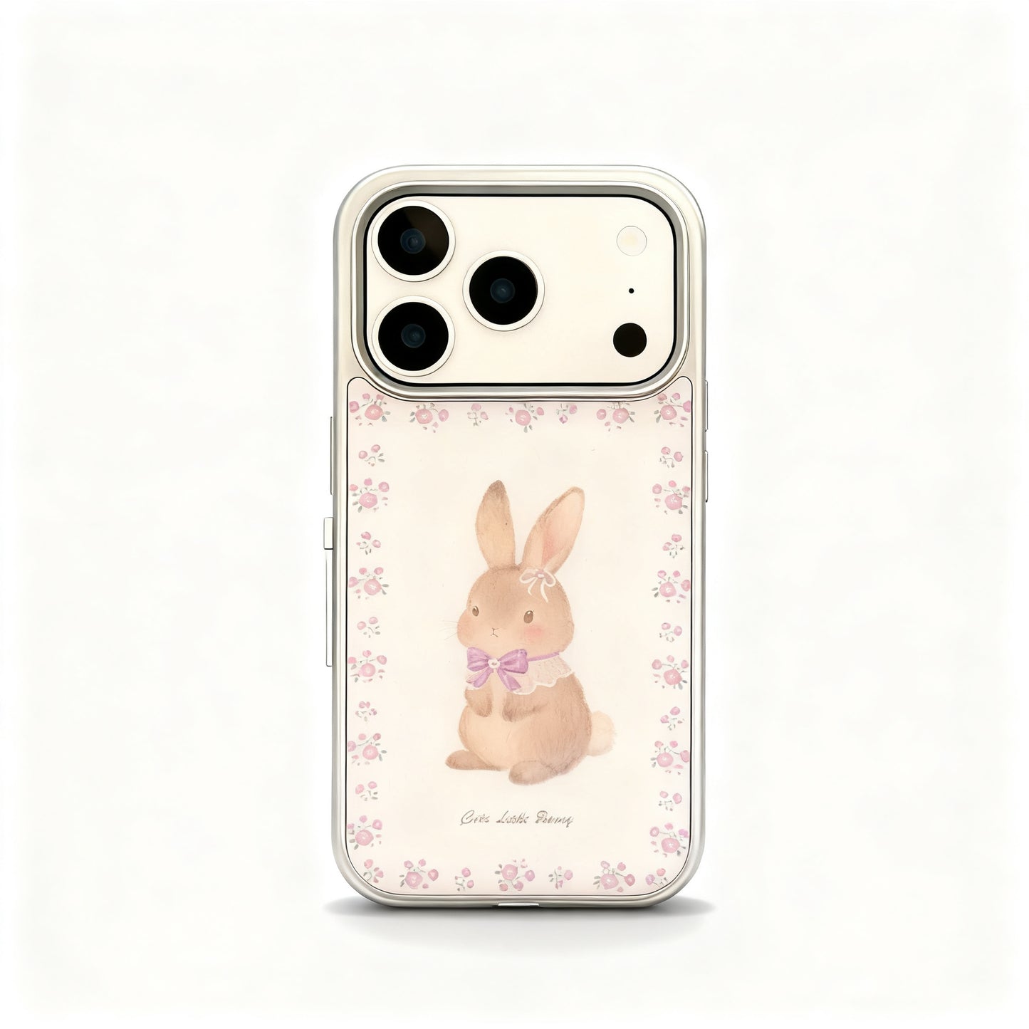 Purple Floral Bunny Soft Phone Case for iPhone