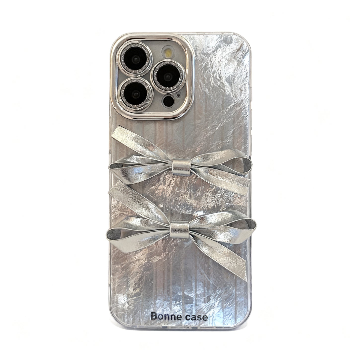 Silver Bow 3D Design Luxe Phone Case for iPhone