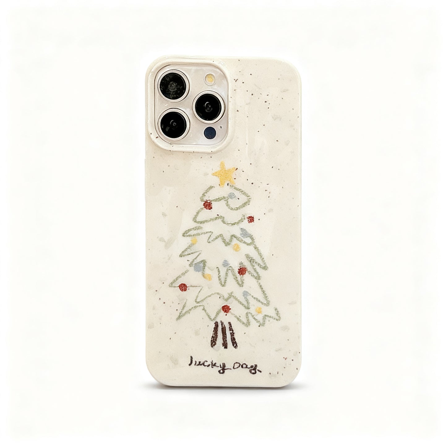 Glossy Christmas Tree Doodle Phone Case for iPhone