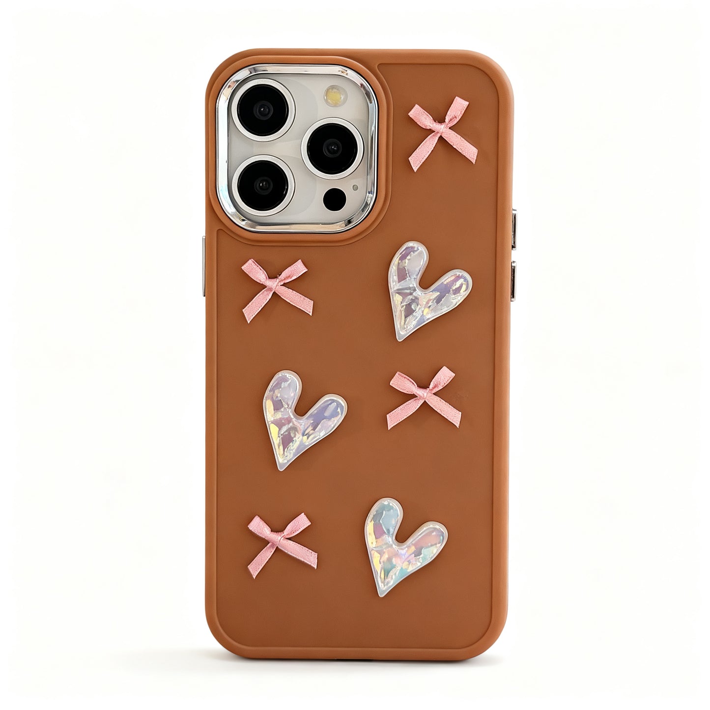 Pink Heart Bow Soft Phone Case for iPhone