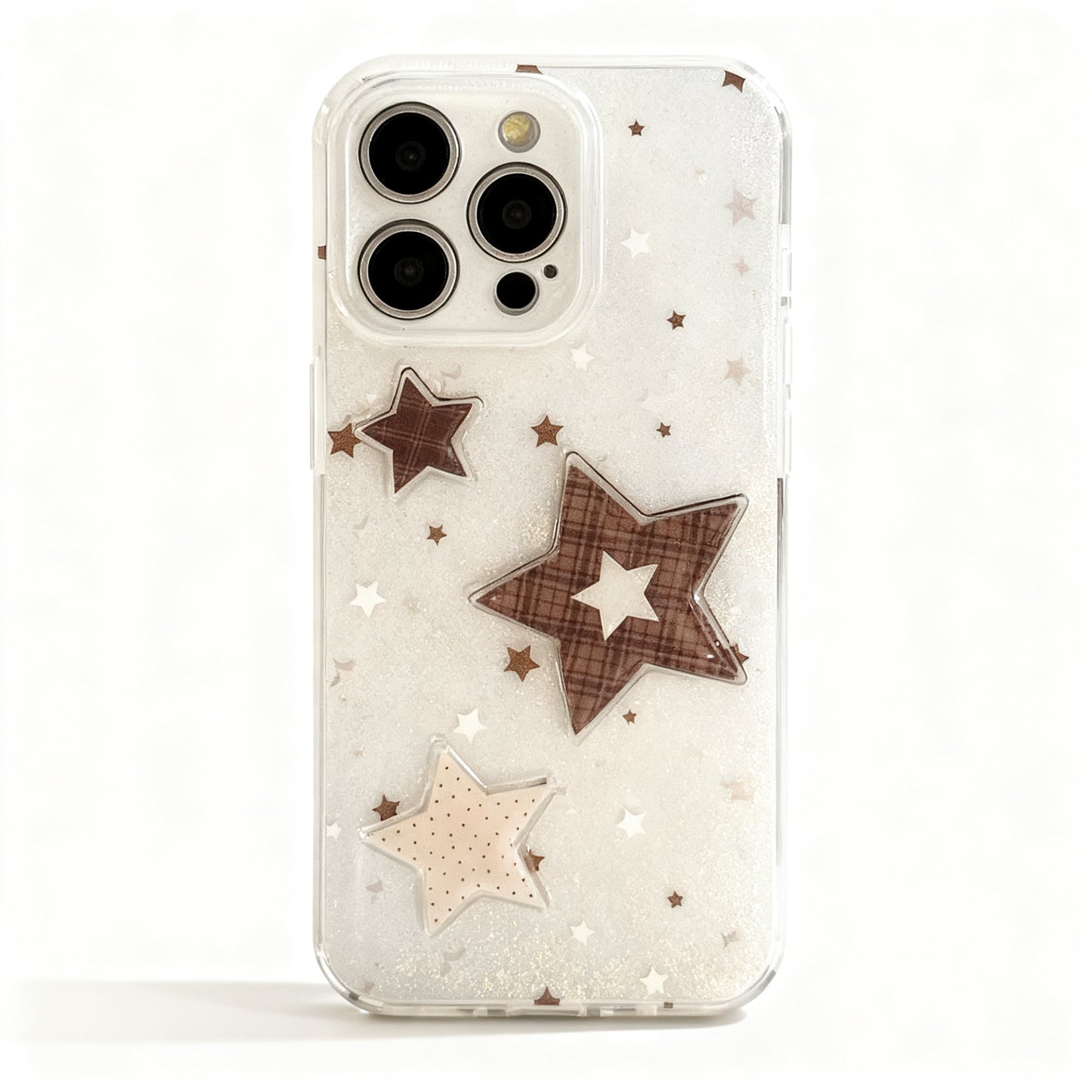 Brown Plaid Star Soft Phone Case for iPhone