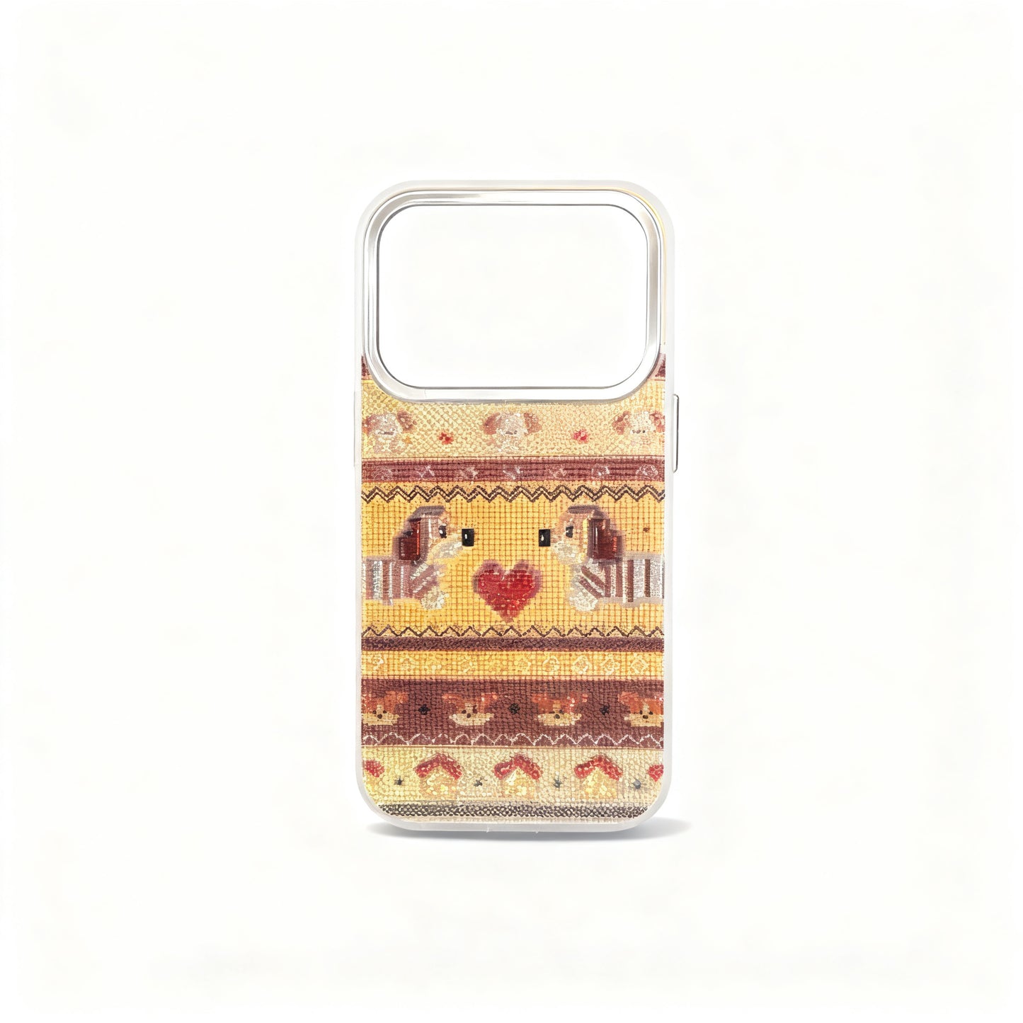 Cute Pink Dog Pattern Glitter Phone Case for iPhone