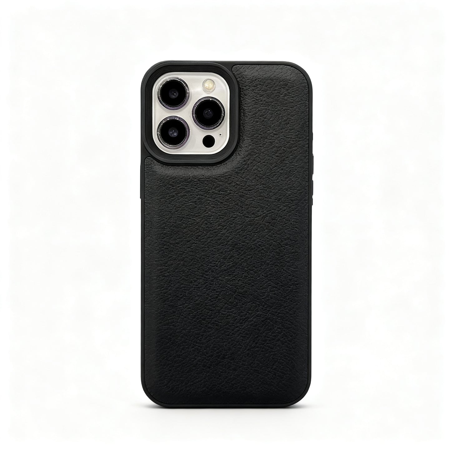 Black Litchi Texture Soft Phone Case for iPhone