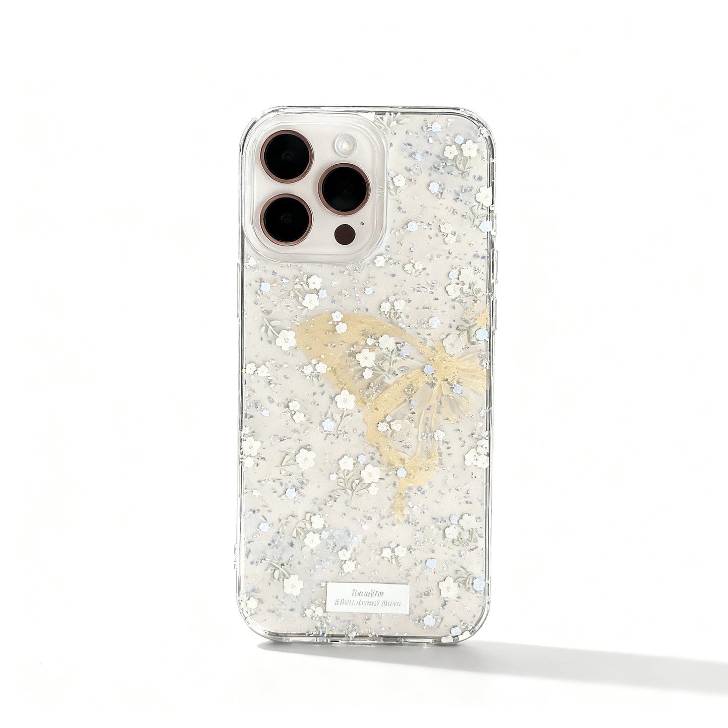 Pink Glitter Butterfly Floral Phone Case for iPhone