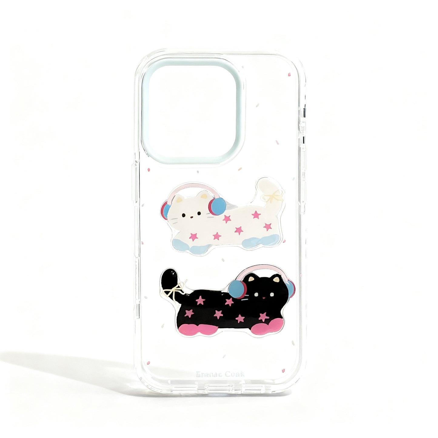 Blue Ink Splash Cartoon Cat Soft Phone Case for iPhone