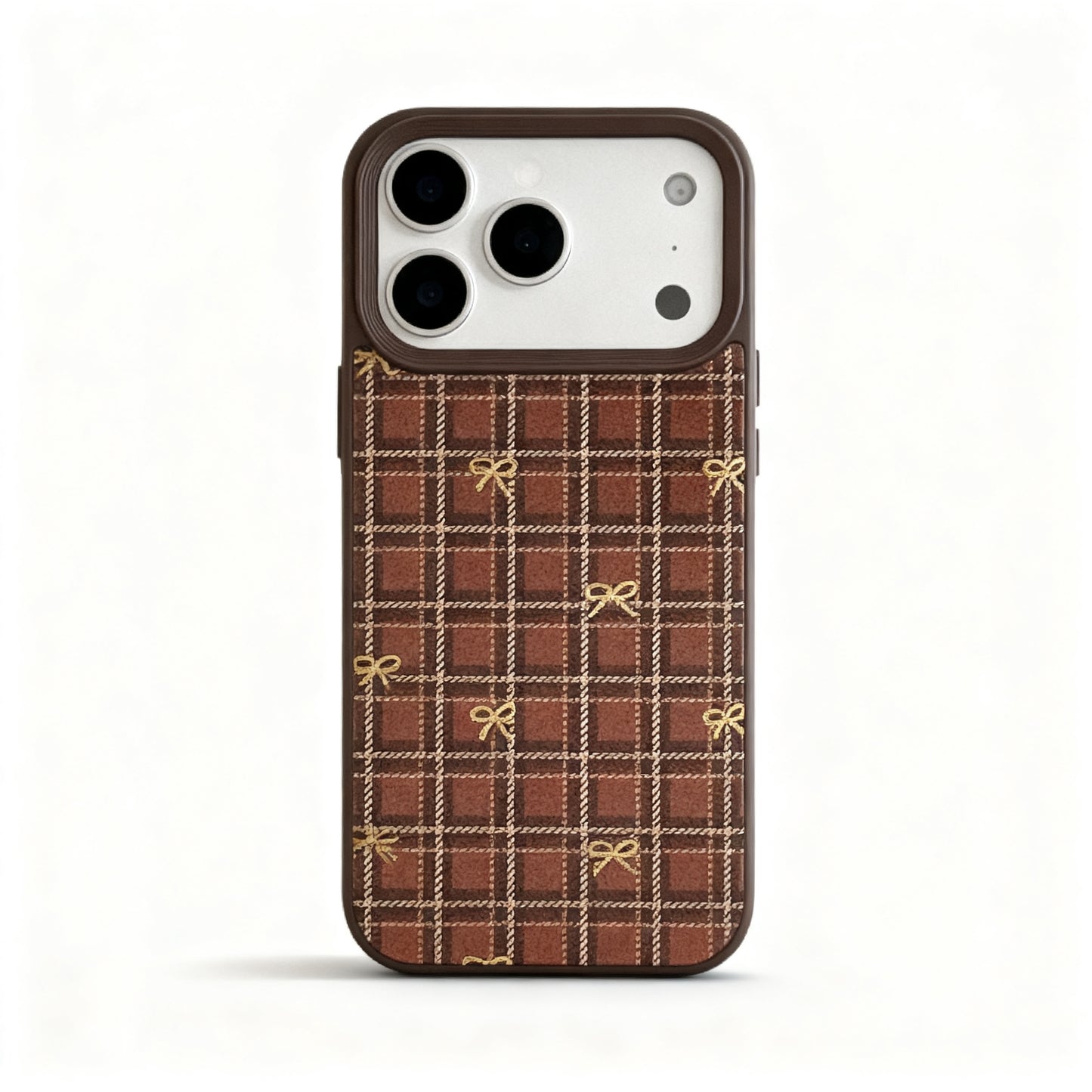 Vintage Gold Plaid Bow Soft Phone Case for iPhone