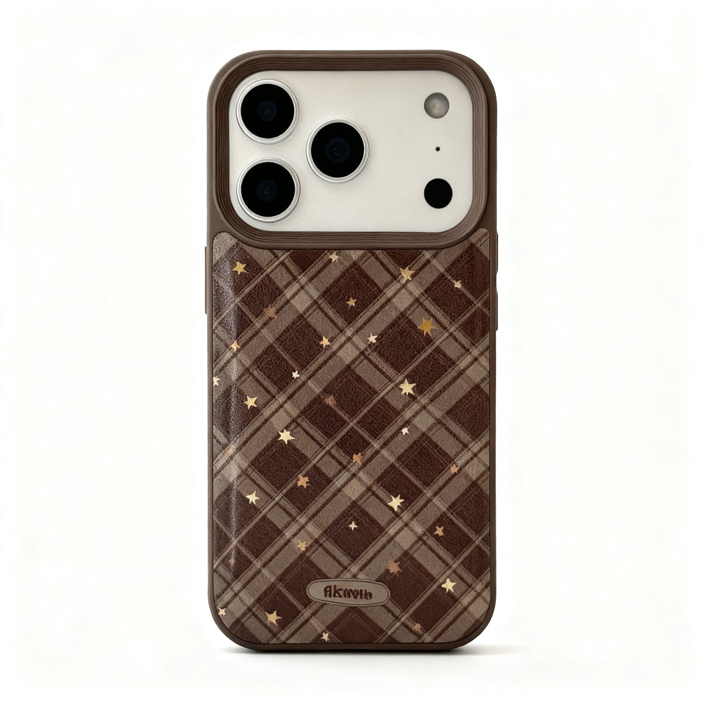 Warm Brown Plaid Star Shockproof Phone Case for iPhone
