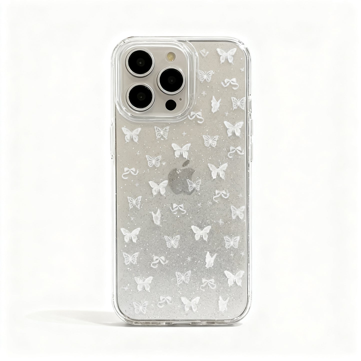 Elegant White Butterfly Stand Phone Case for iPhone