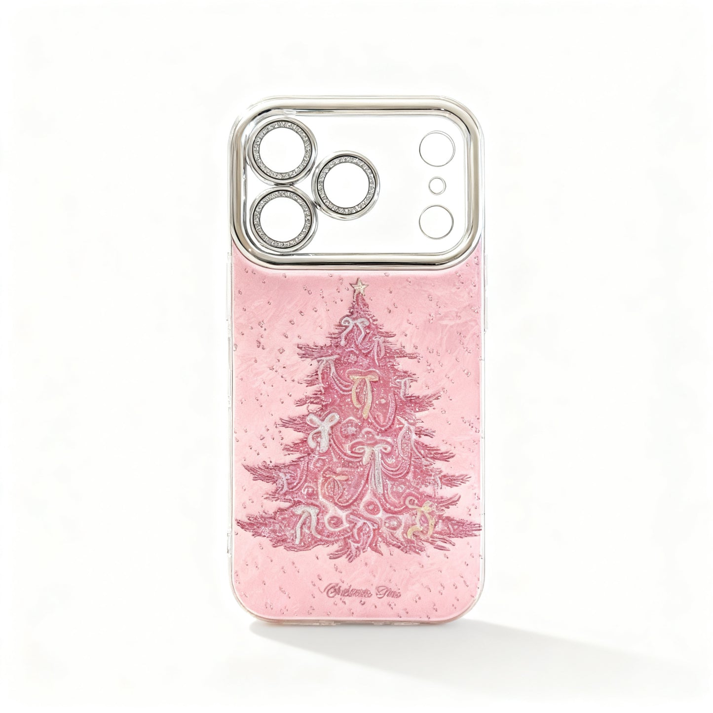 Pink Christmas Tree Glitter Phone Case for iPhone