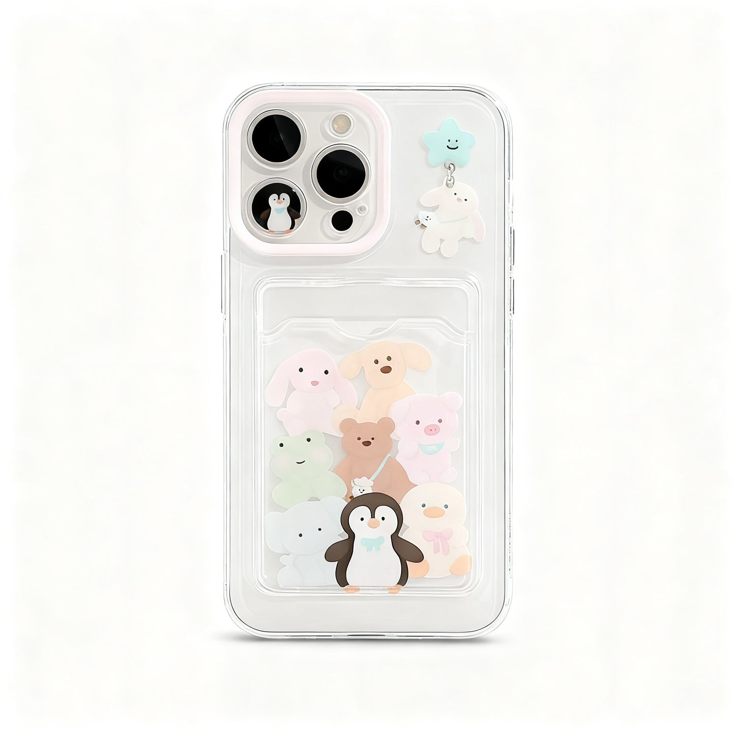 Korean Style Cute Animal Card Holder Phone Case for iPhone