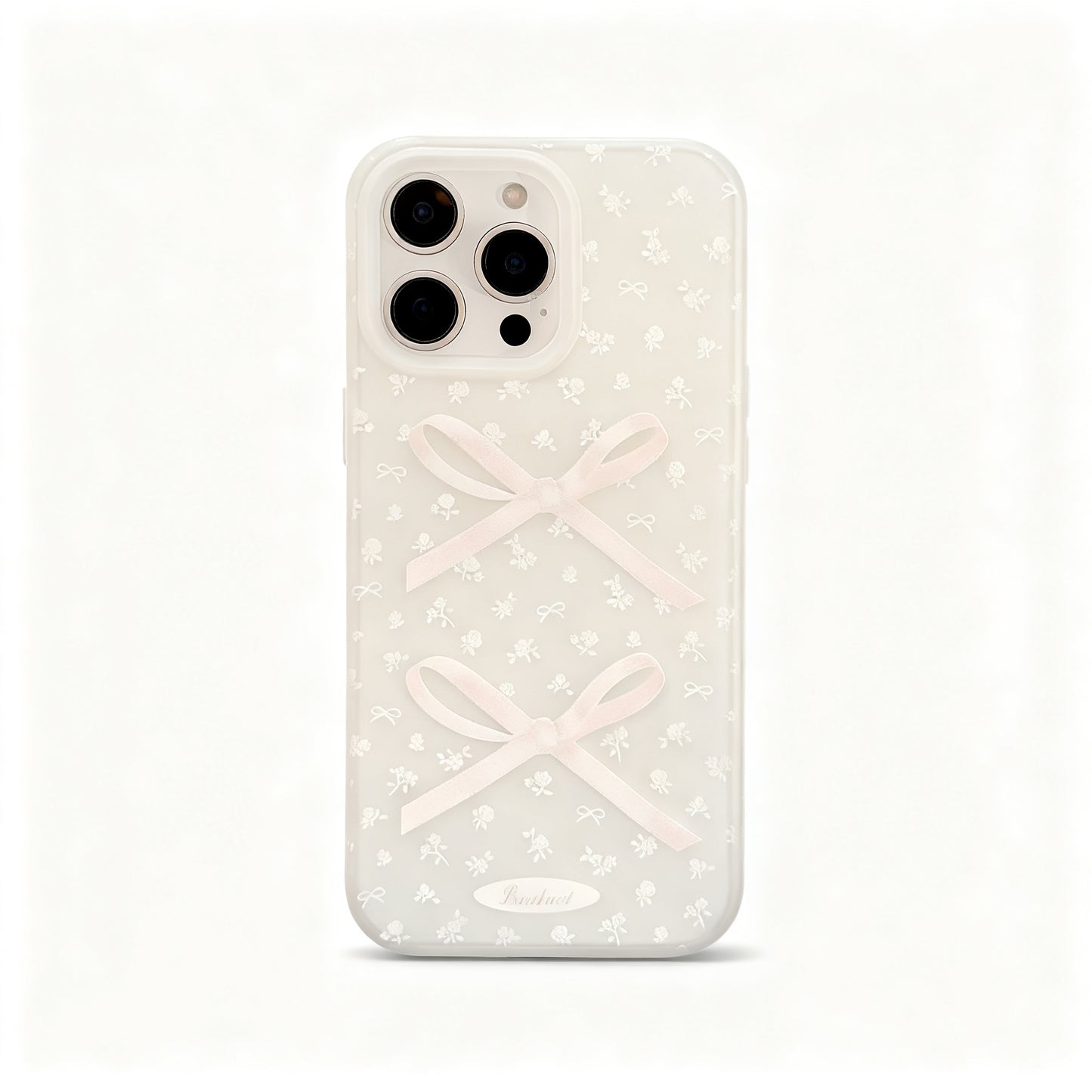 White Floral Bow Soft Phone Case for iPhone