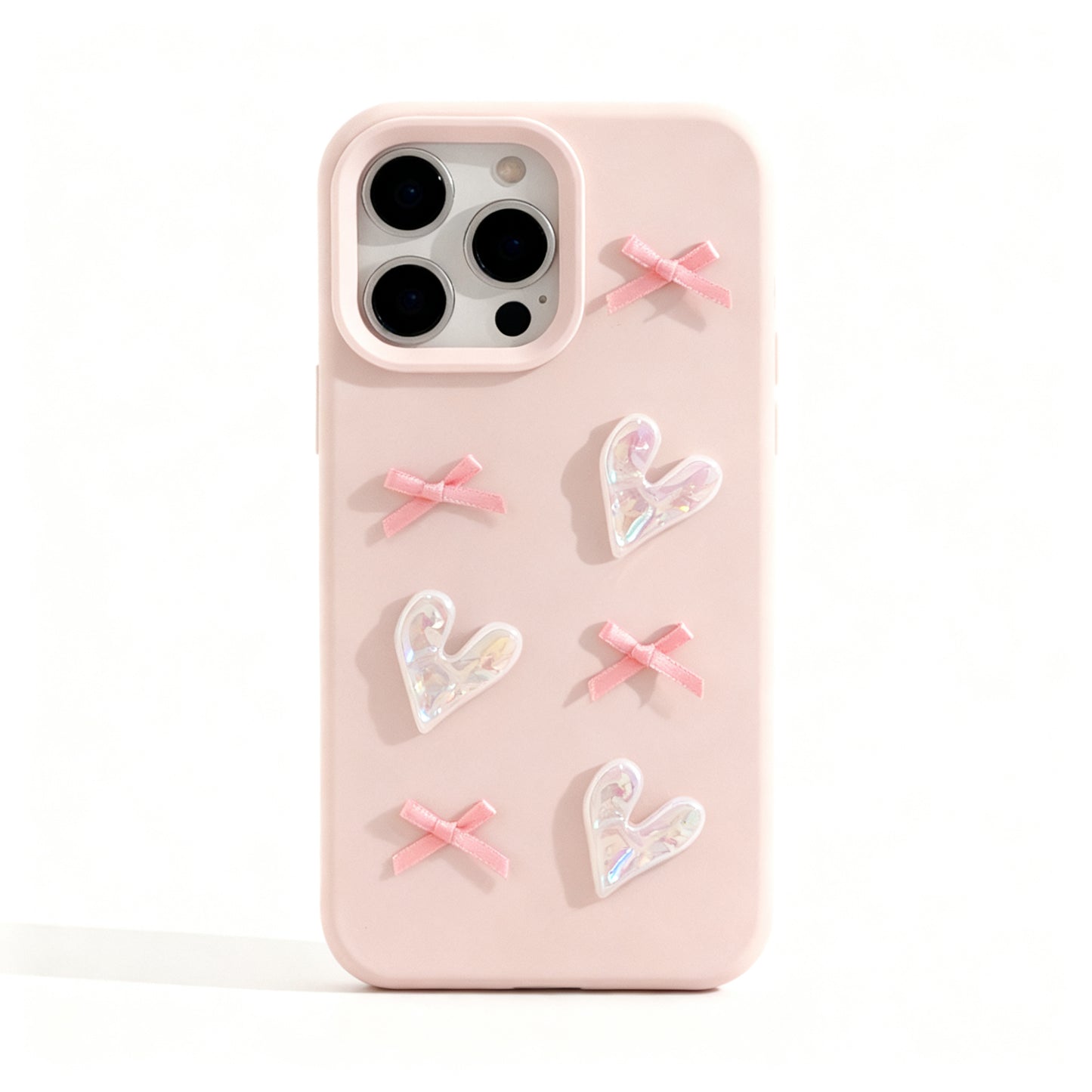 Pink Heart Bow Soft Phone Case for iPhone