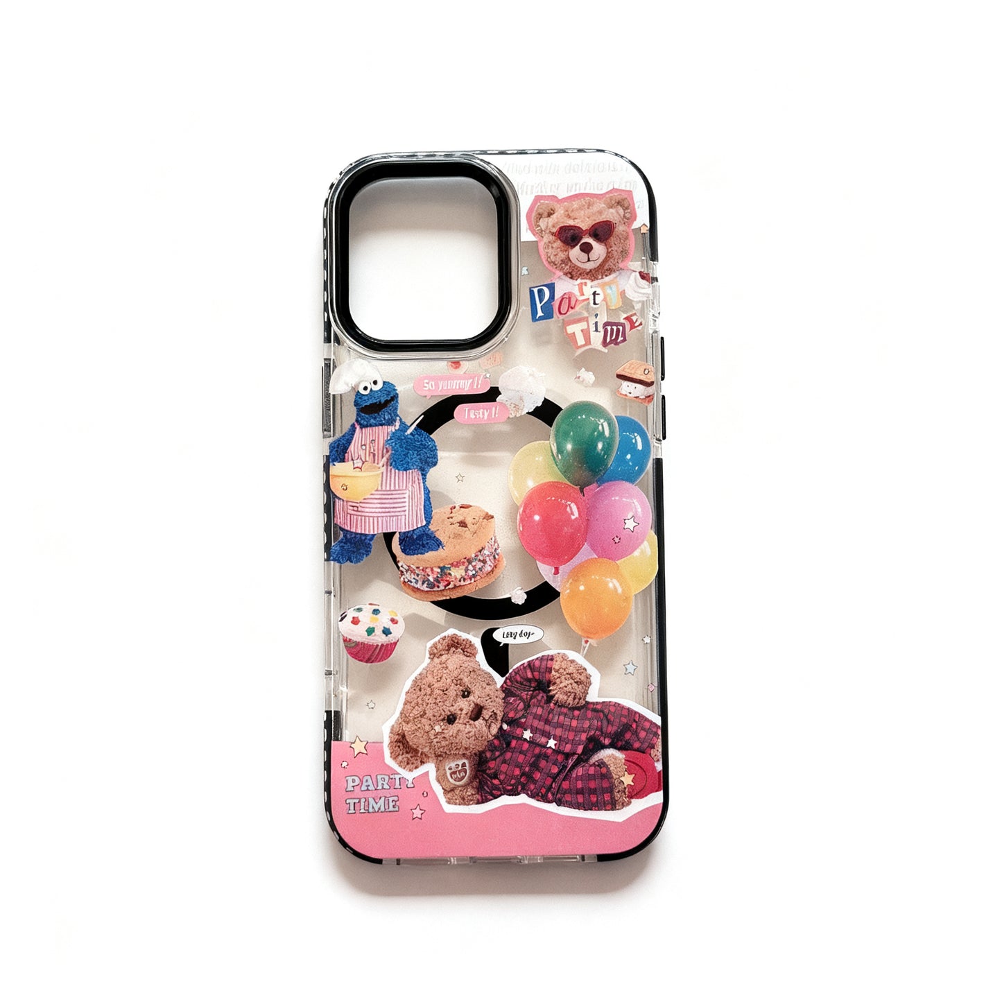 Cute Bear Design Transparent Magnetic Phone Case for iPhone