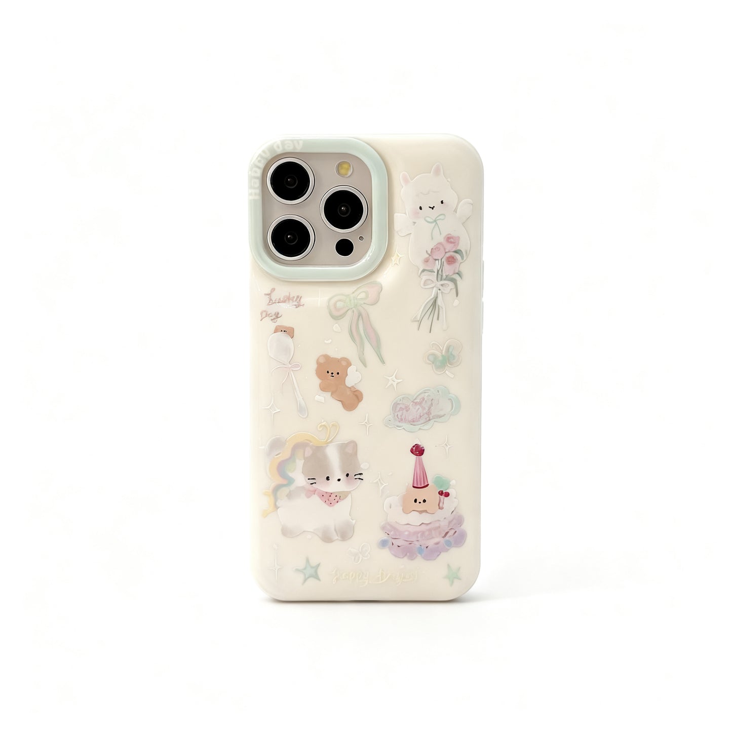 Mint Green Cat Stand Phone Case for iPhone