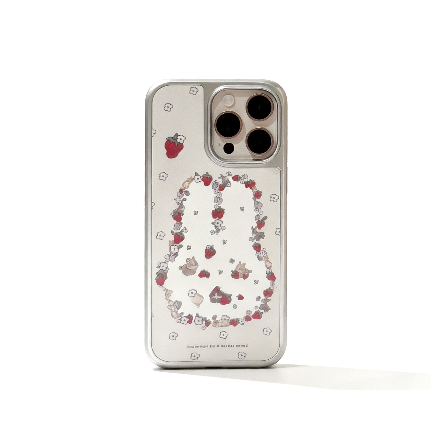 Cute Pink Bunny Strawberry Soft Phone Case for iPhone