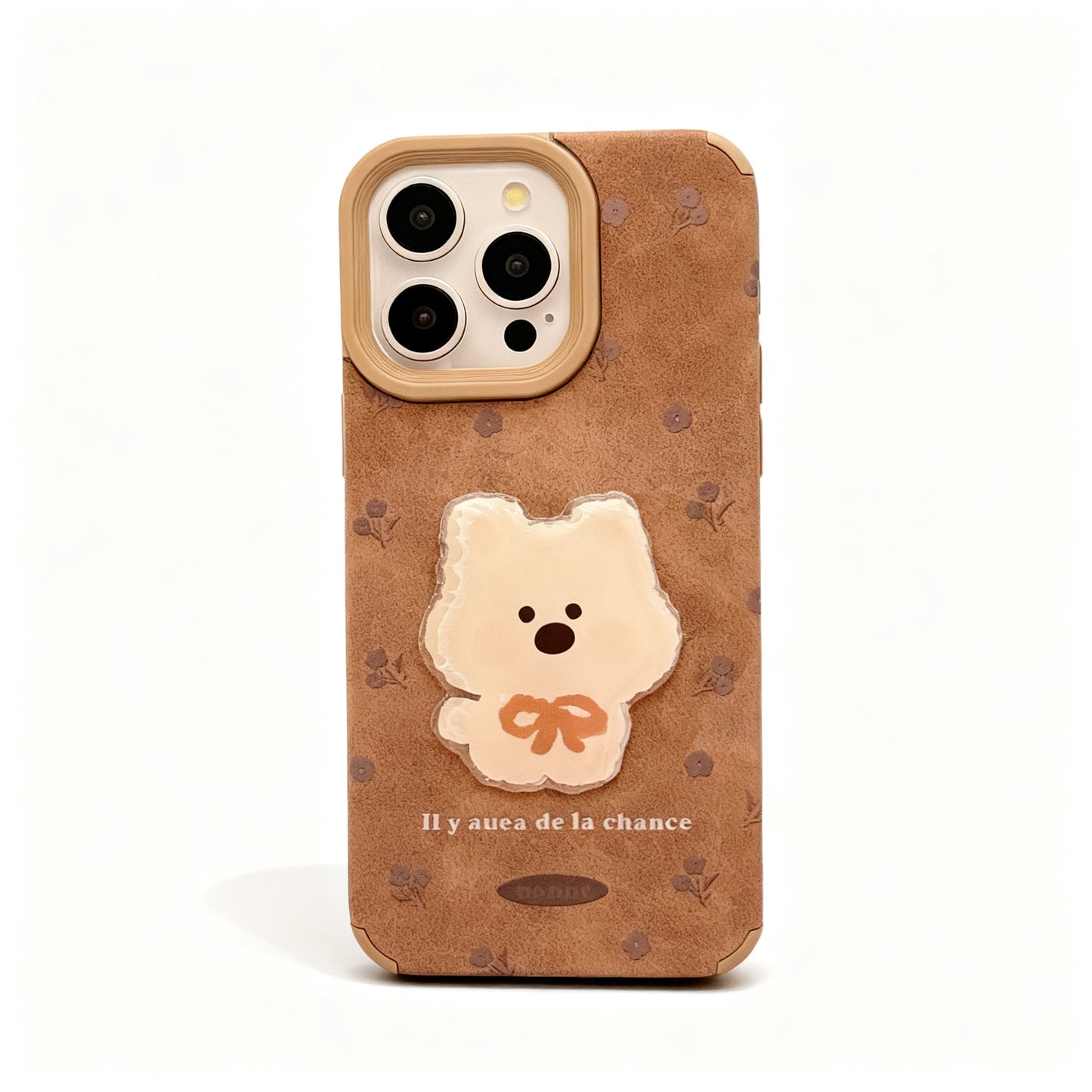Vintage Brown Dog Patch Plush Phone Case for iPhone