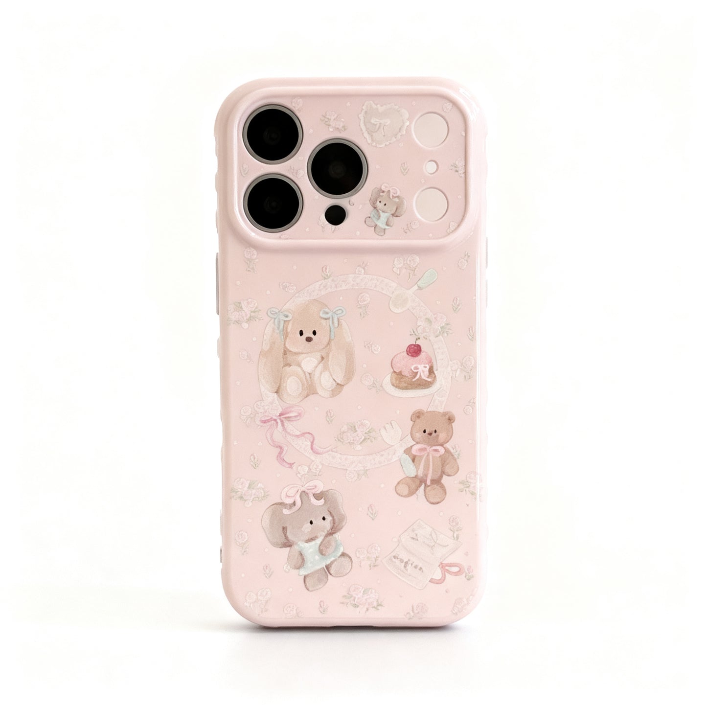 Pink Floral Soft Phone Case with Stand for iPhone