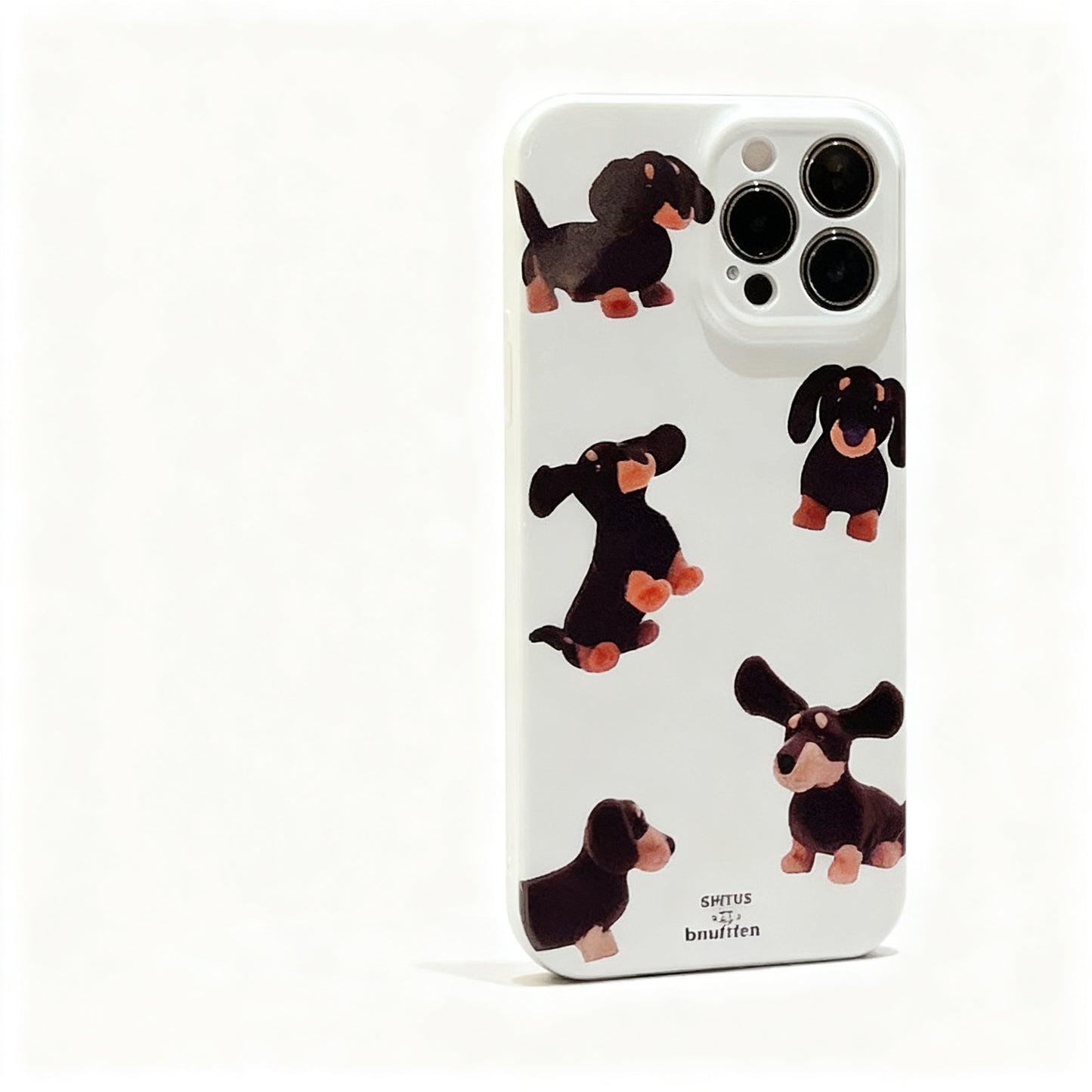 Cream Sausage Dog Pattern Soft Phone Case for iPhone