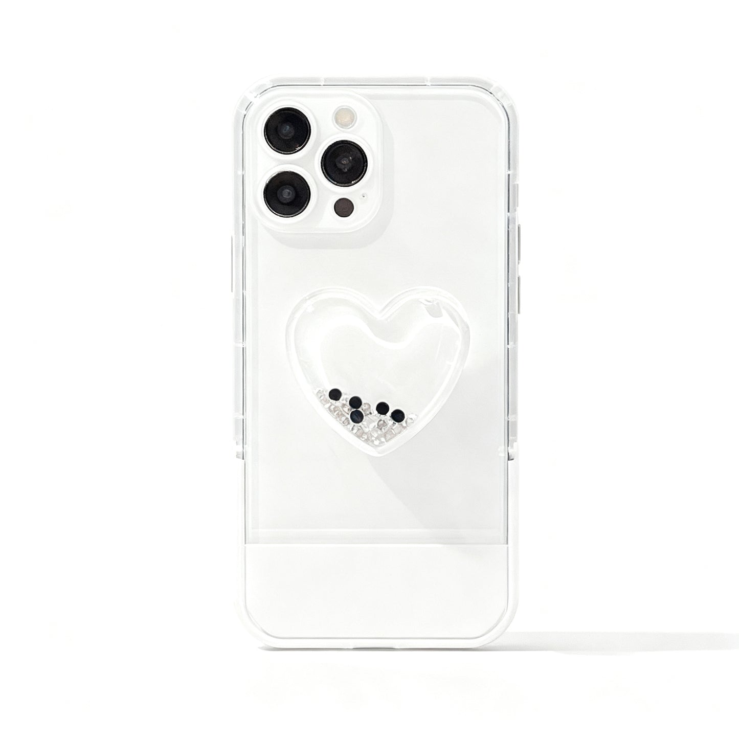 Pink Heart Beaded Stand Phone Case for iPhone
