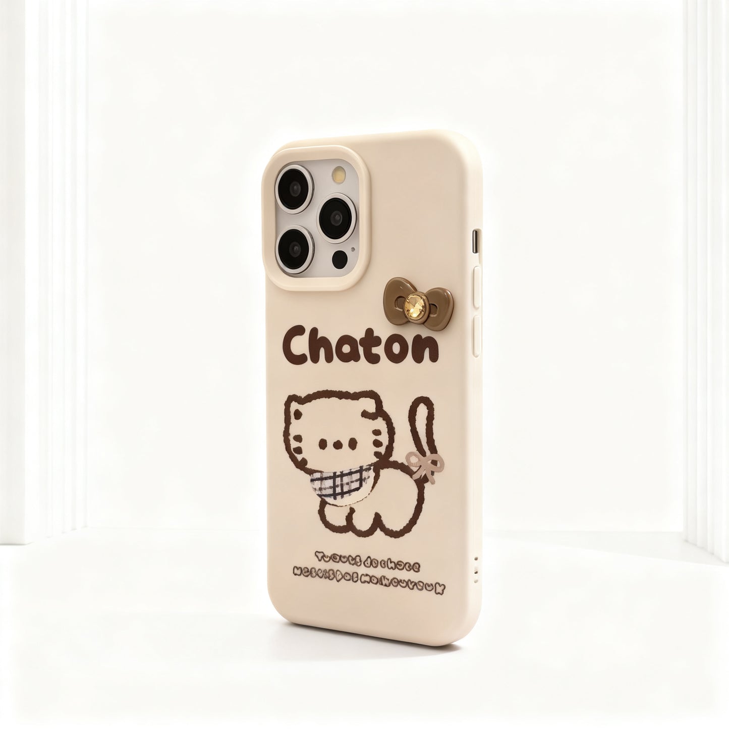 Brown Cat Bow 3D Shockproof Phone Case for iPhone