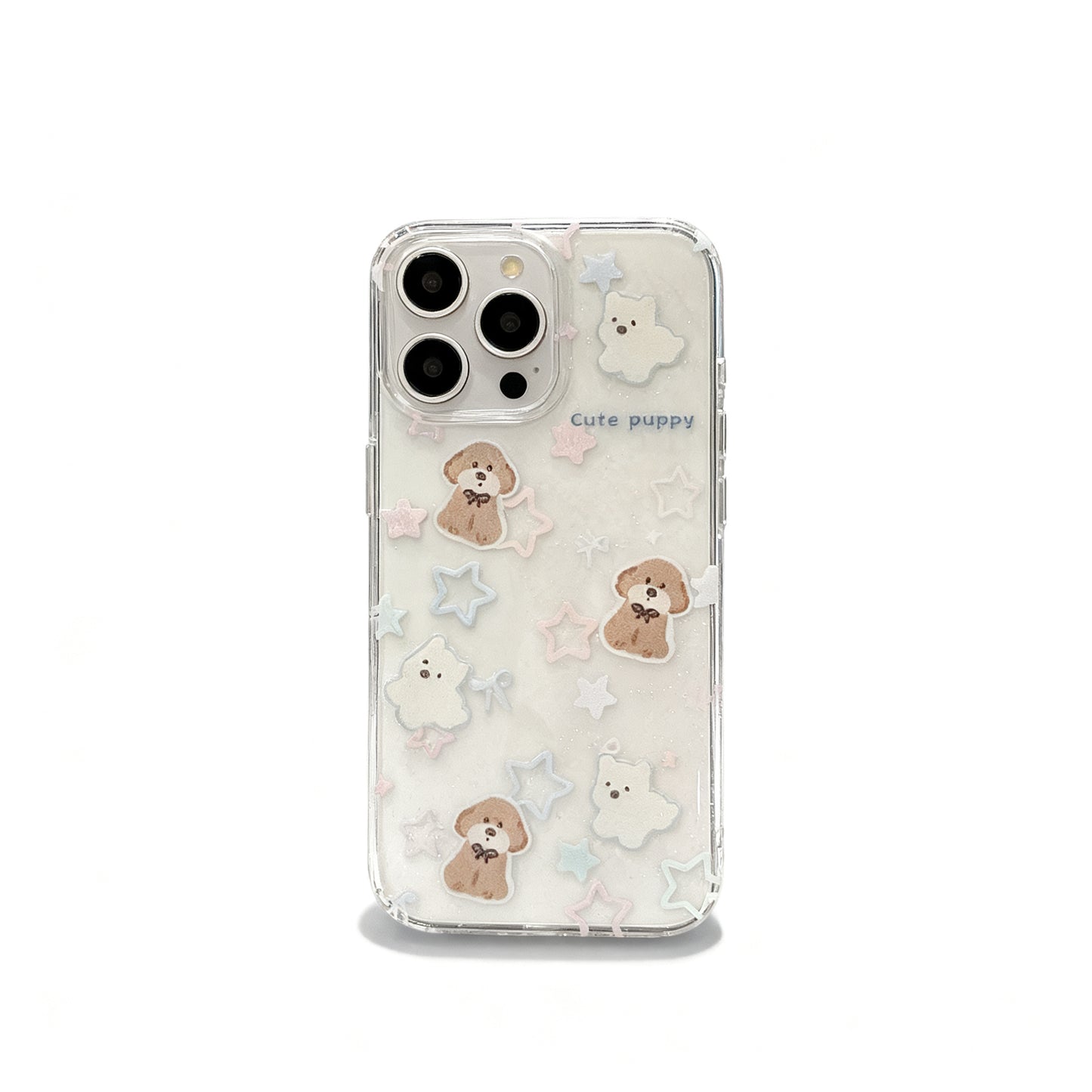 Korean Style Pink Glitter Dog Stand Phone Case for iPhone