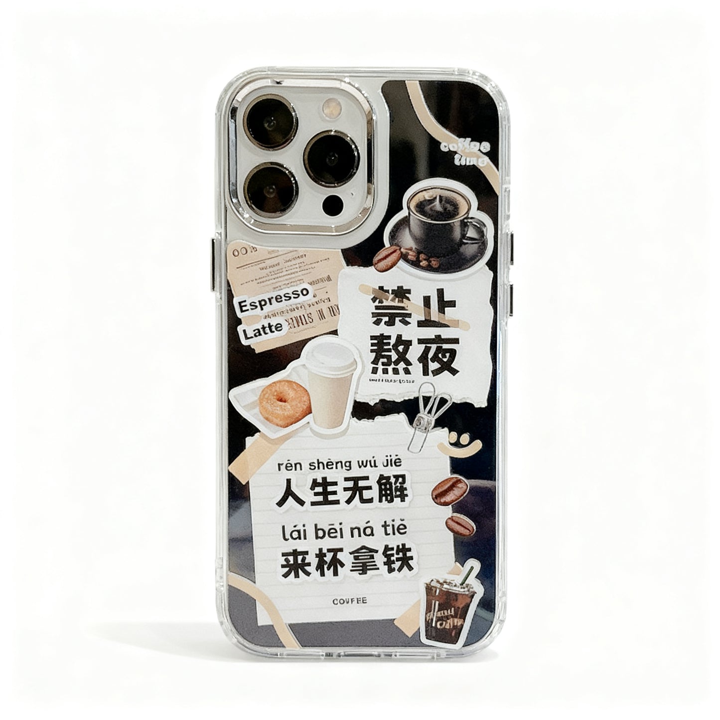 Glossy Coffee Mirror Phone Case for iPhone with Full Coverage
