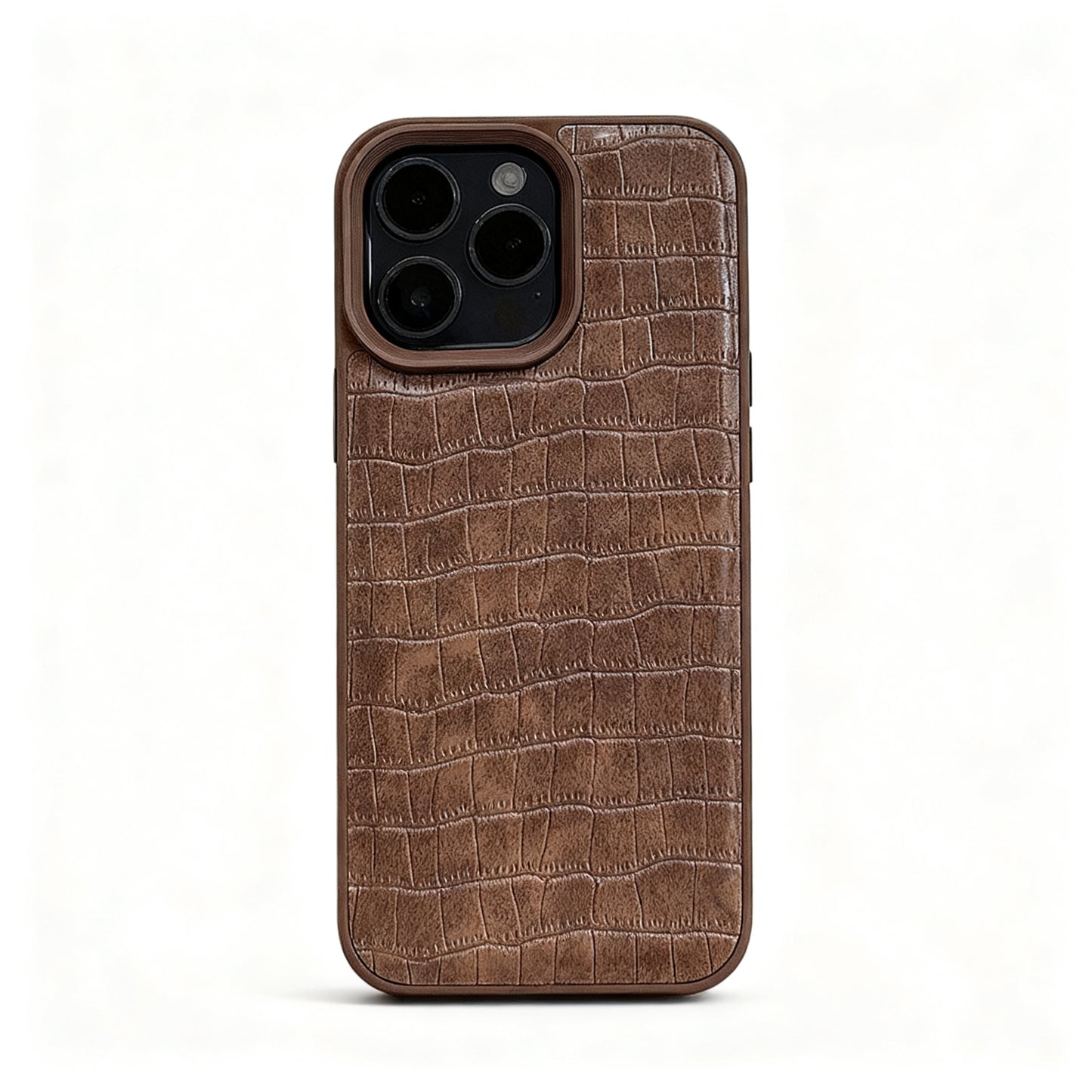 Vintage Brown Crocodile Print Soft Phone Case for iPhone