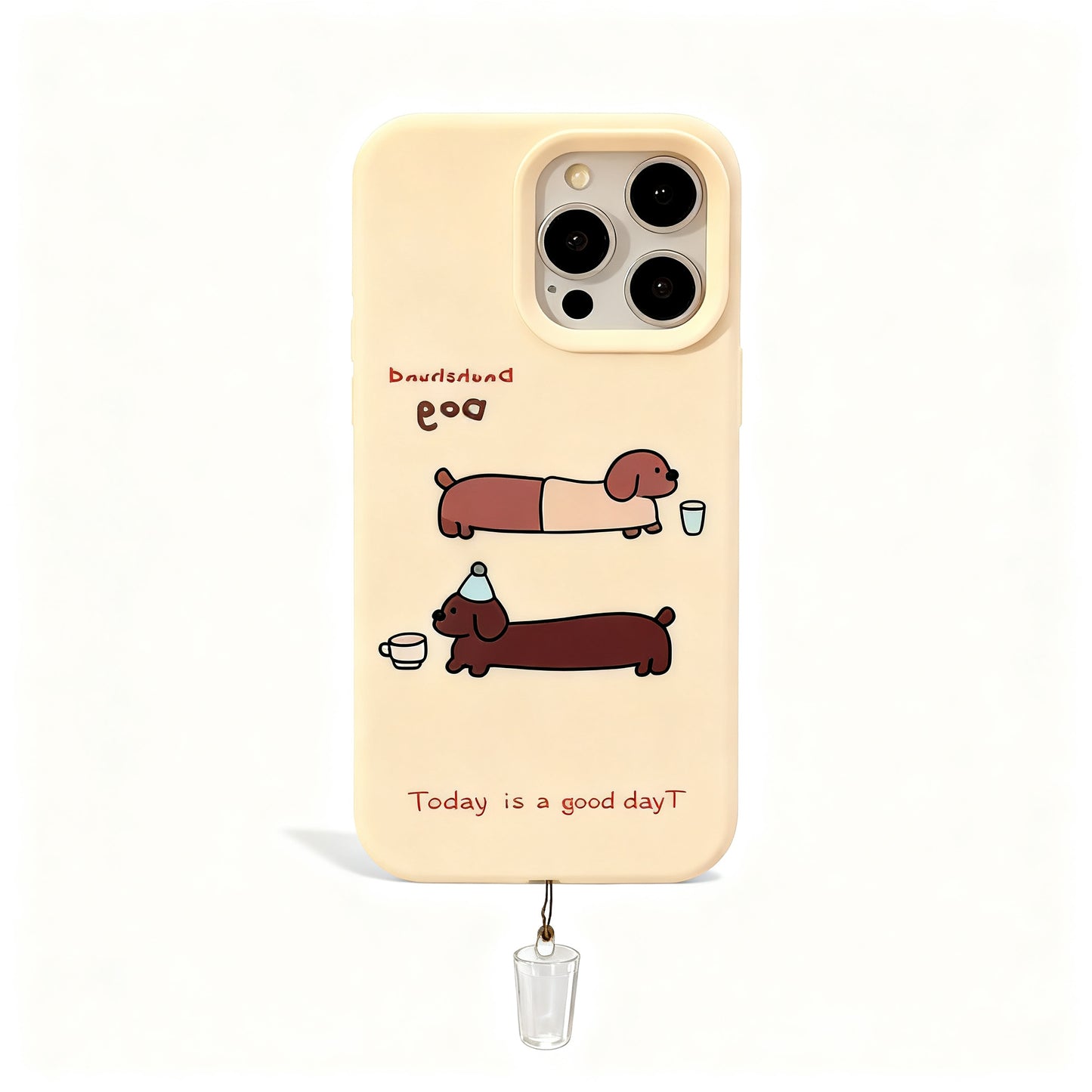 Pink Cartoon Dachshund Soft Phone Case for iPhone