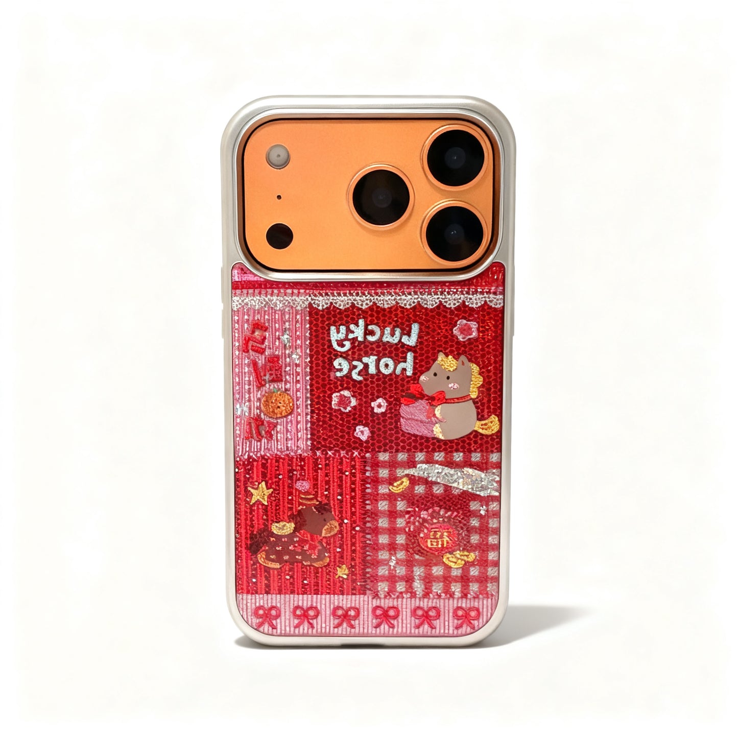 Red Gold Pony Collage Glossy Phone Case for iPhone